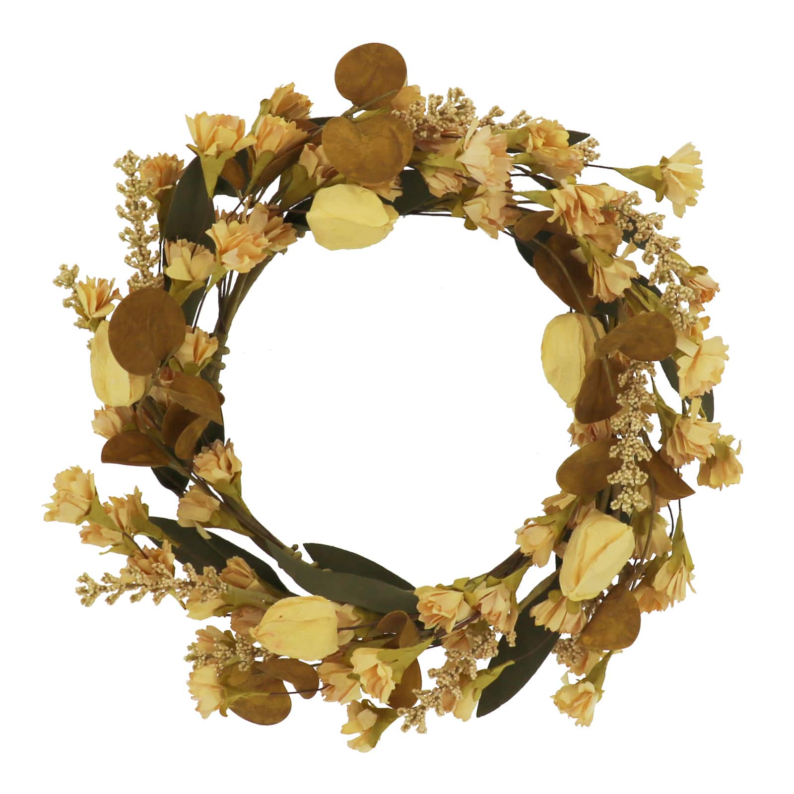 12" Cream & Brown Wildflower Mix Mini Wreath by Ashland®
