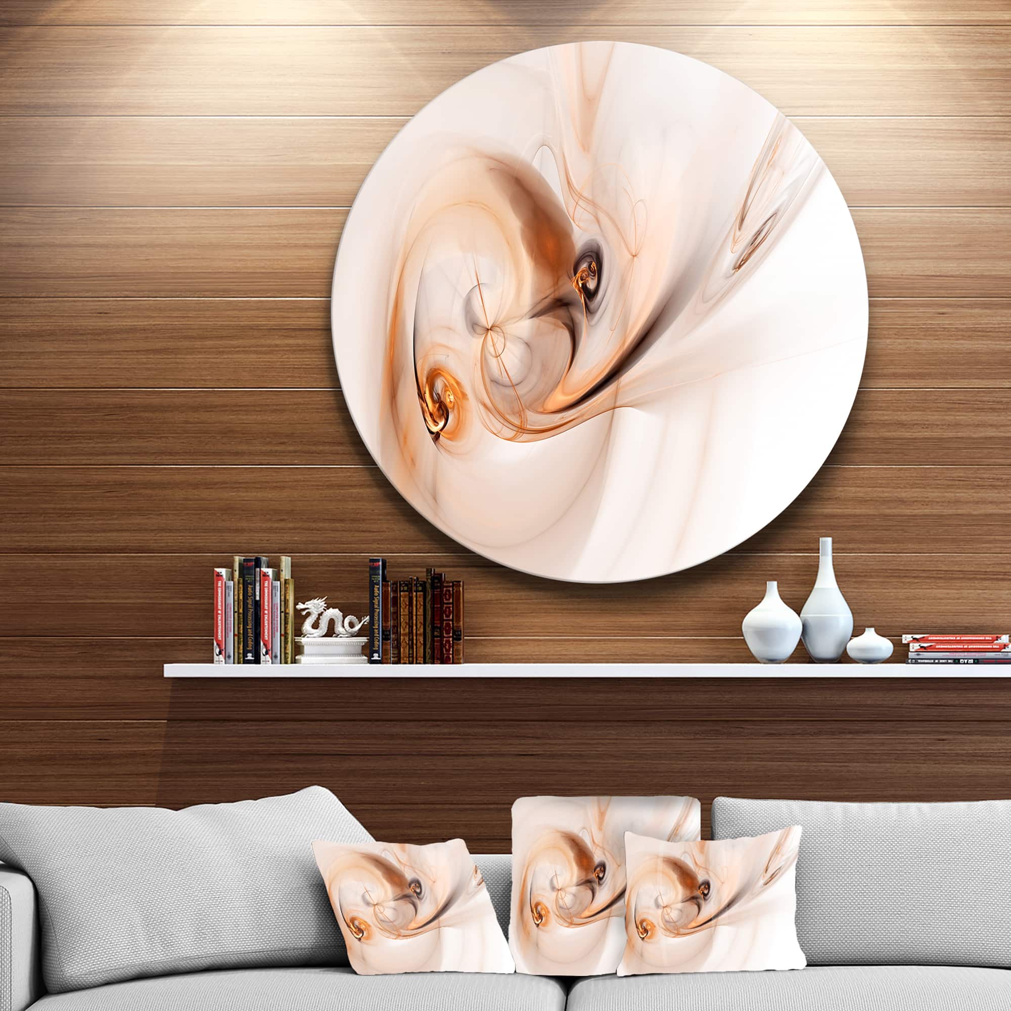 Designart - Spiral Nebula Space Orange' Large Abstract Circle Metal Wall Art