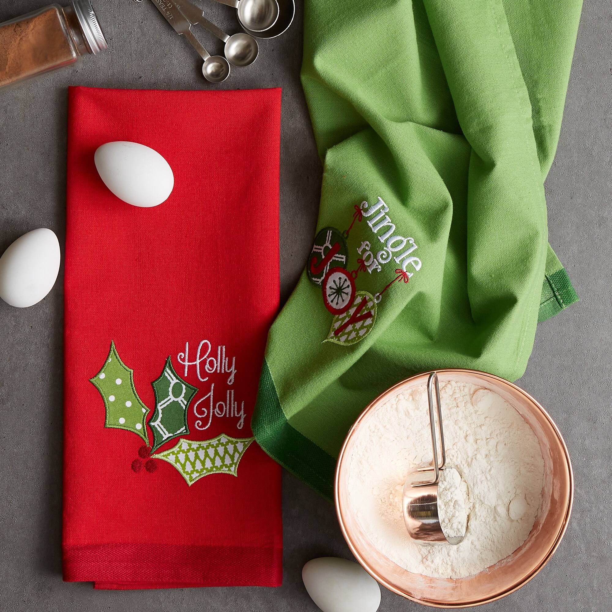 DII® Jingle For Joy Embroidered Dishtowel Set
