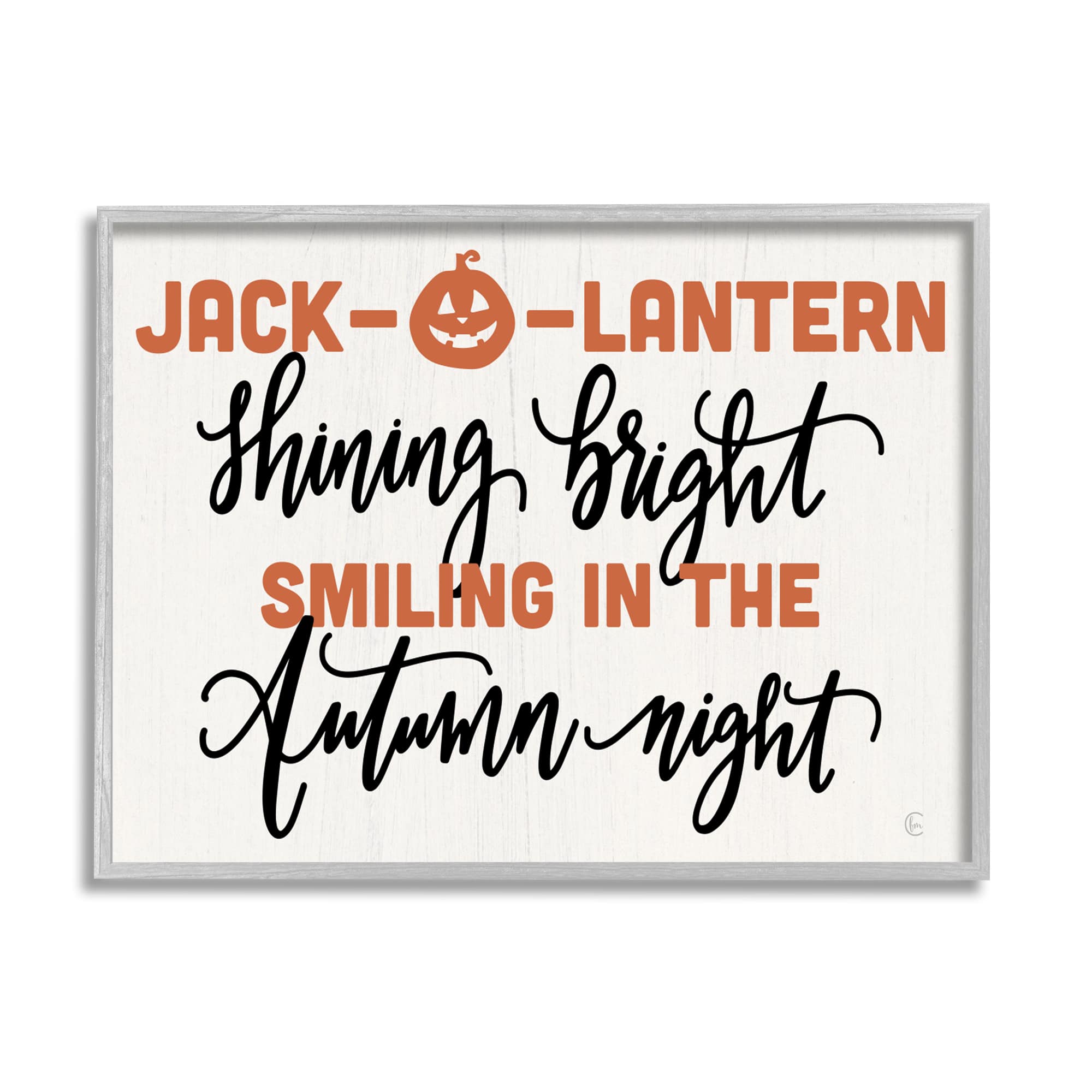 Stupell Industries Autumn Jack-o-Lantern Phrase Framed Giclee Art