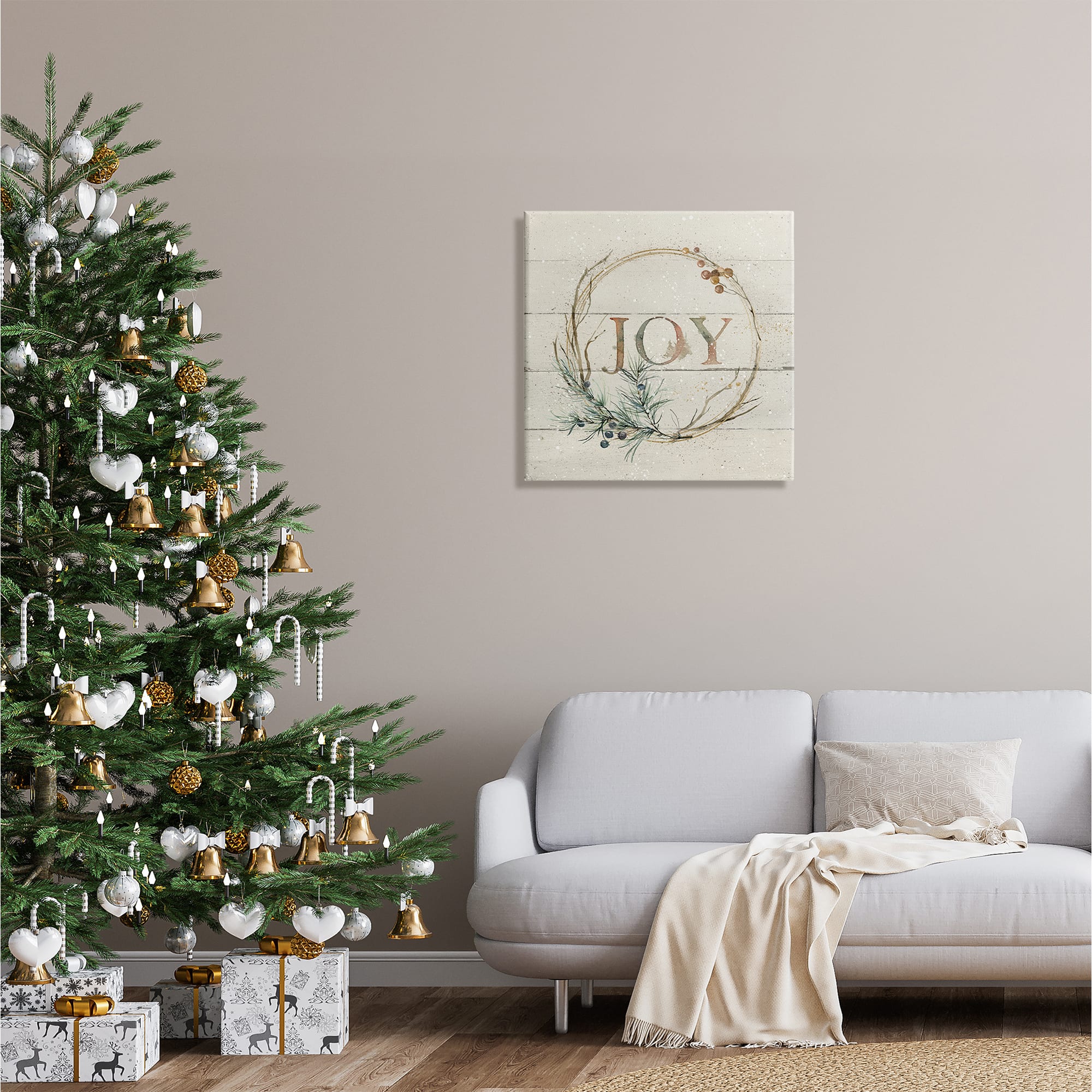 Stupell Industries Seasonal Winter Joy Wreath Canvas Wall Art