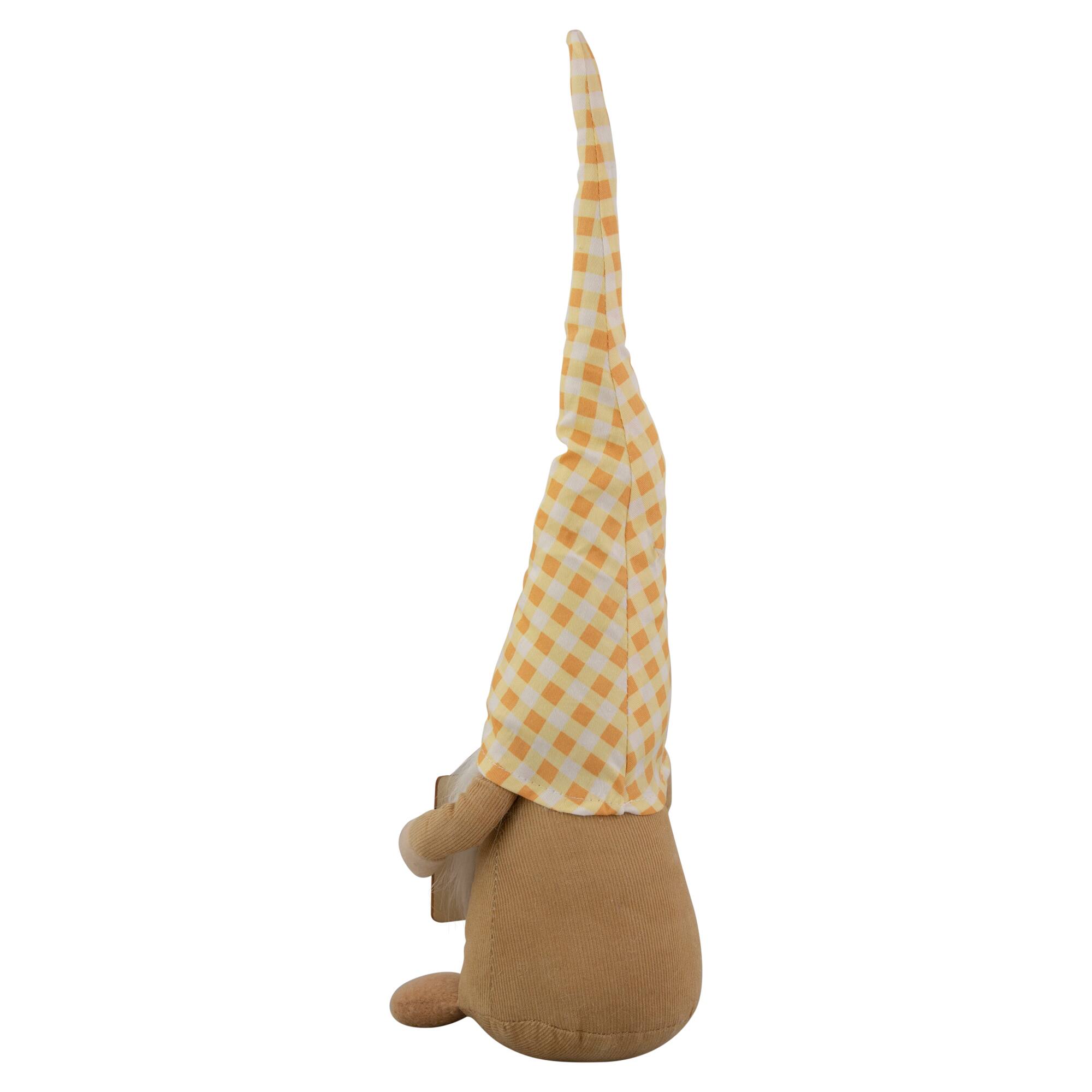 16" Yellow Gingham Plaid Springtime Gnome with Chalkboard