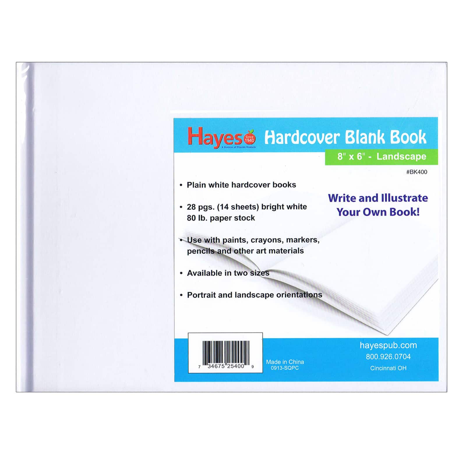 Hayes Publishing Hardcover Blank Book Landscape, 12ct.