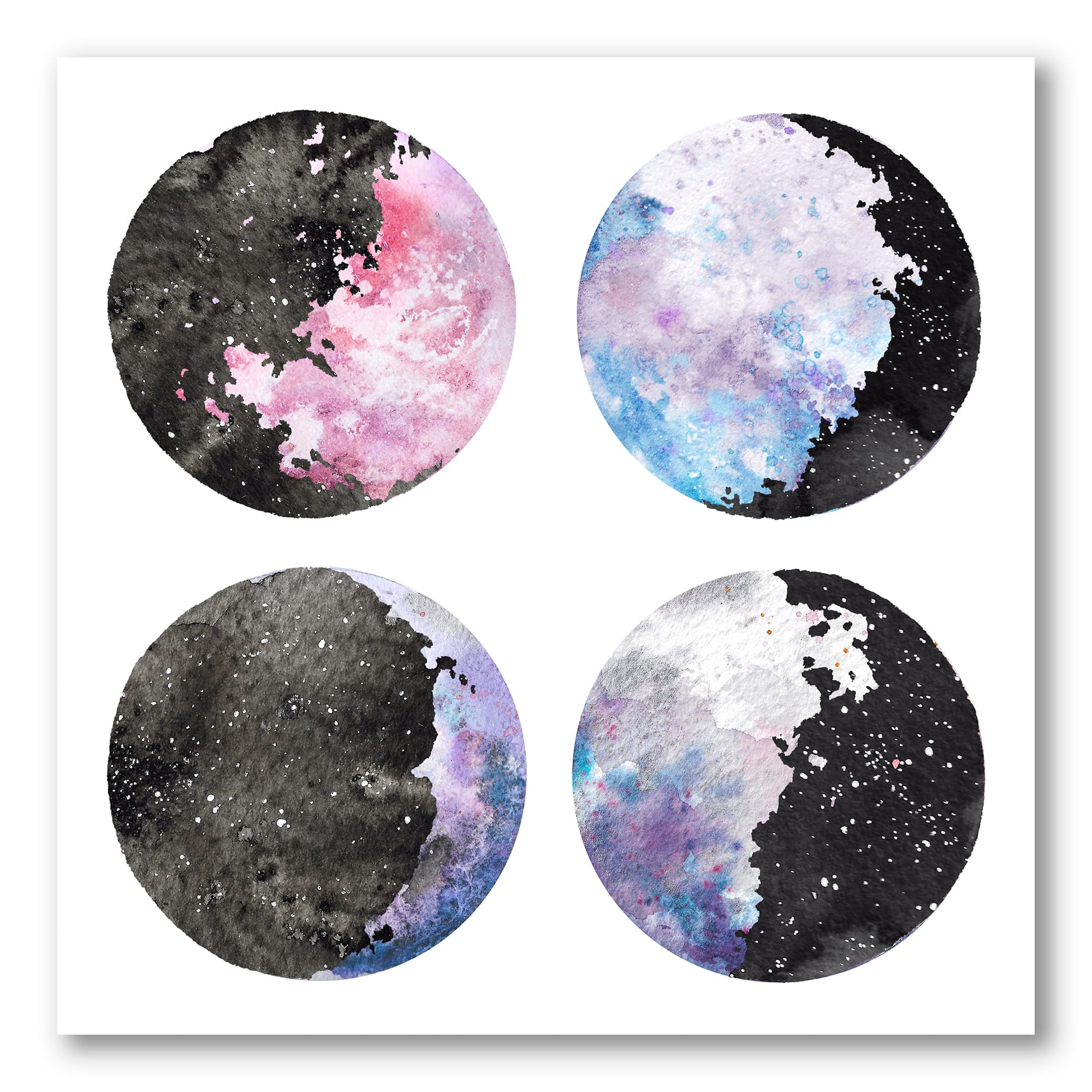 Designart - Moon Phases With Stars and Sky - Bohemian & Eclectic Canvas Wall Art Print