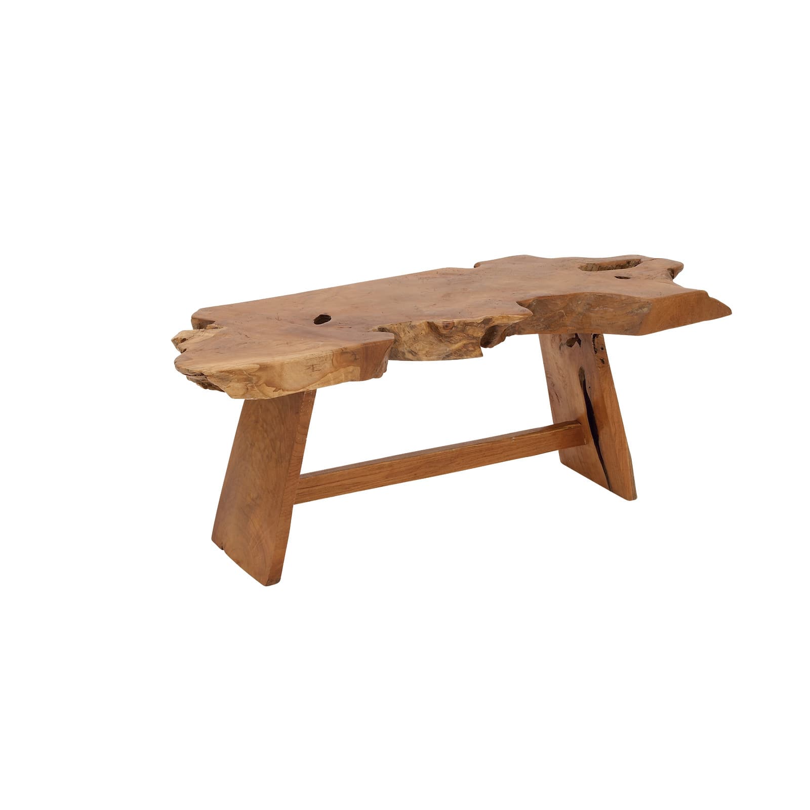 35" Brown Teak Contemporary Coffee Table