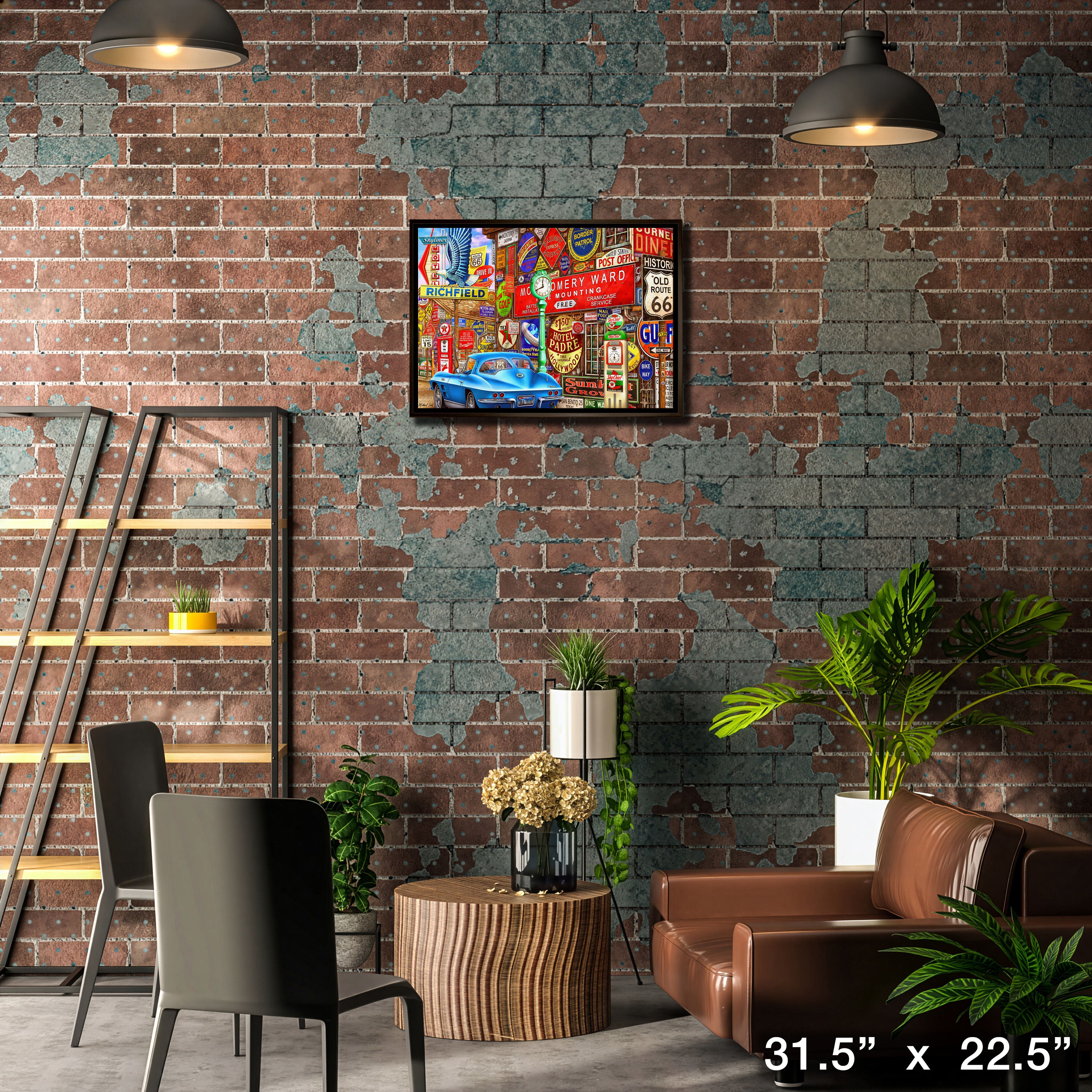 Along Route 66 20" x 29" Framed Canvas By Michel Fishel 31.5" x 22.5"