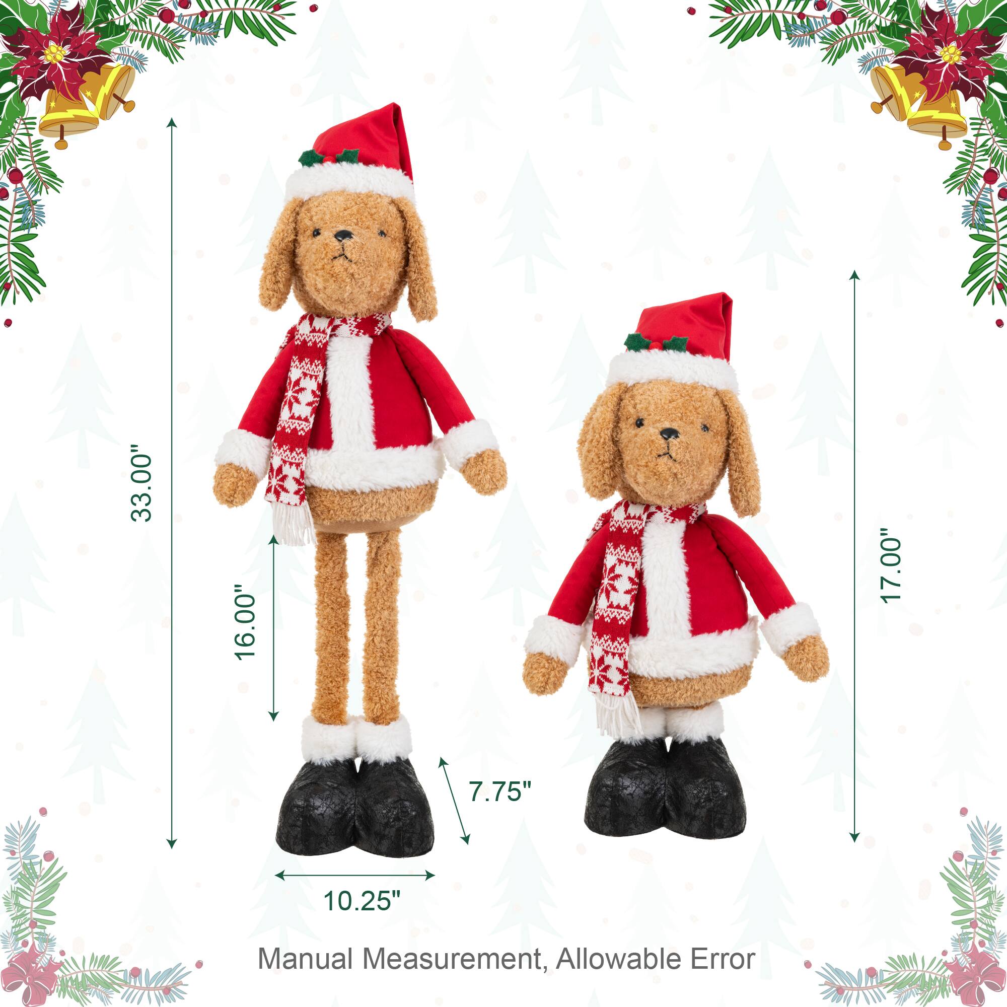 Glitzhome® 17"-33" Telescoping Fabric Christmas Dog Standing Decor