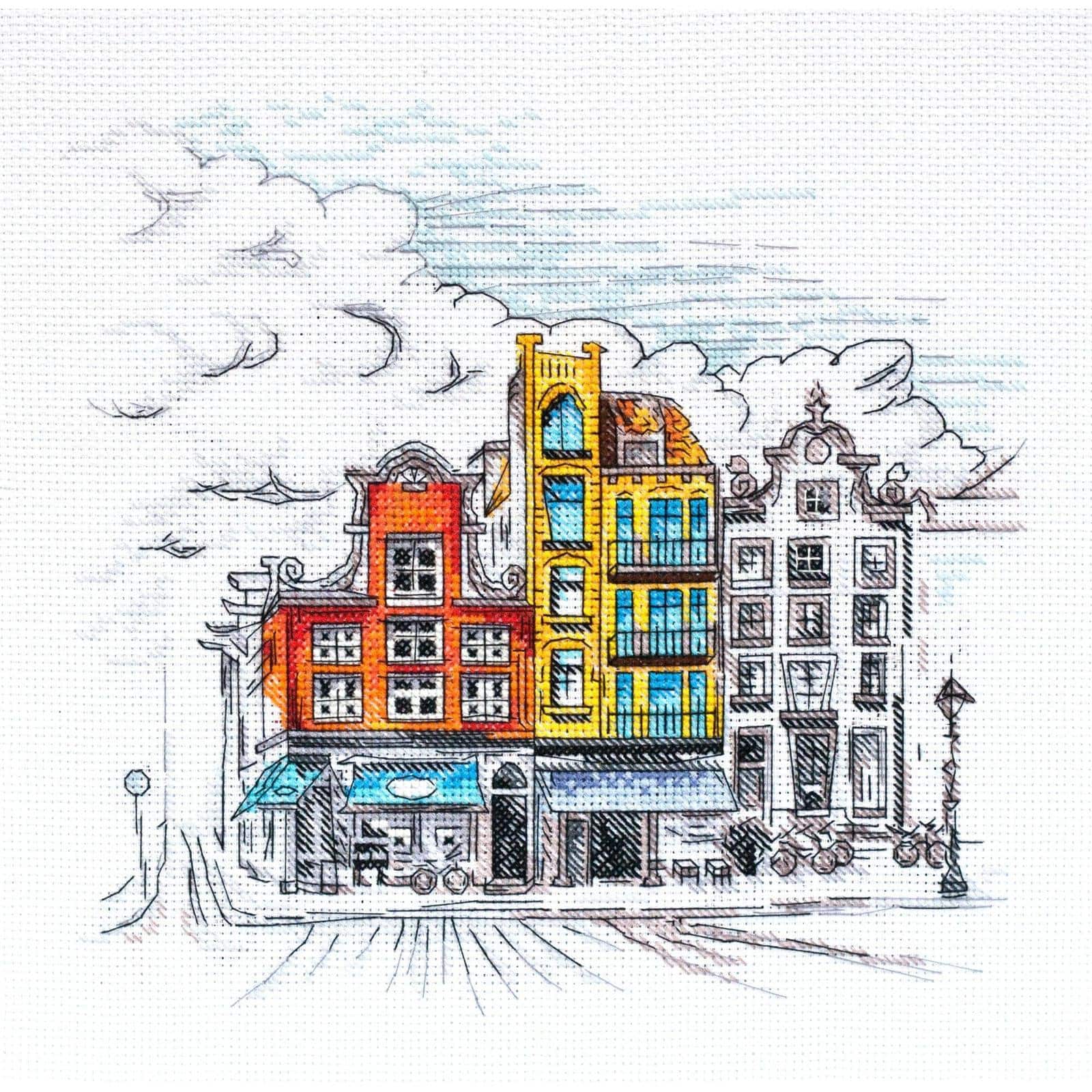Abris Art Colored Town Cross Stitch Kit