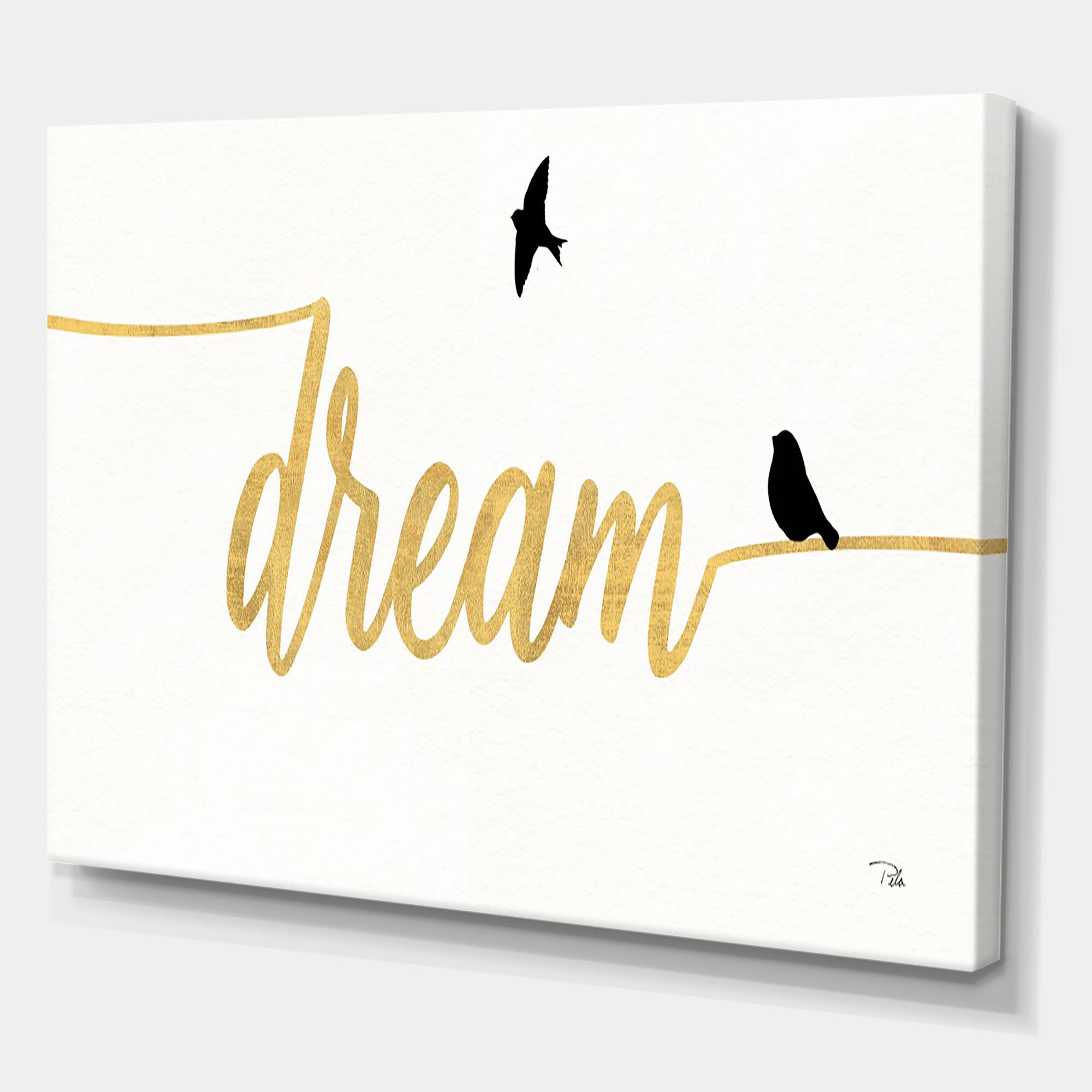 Designart - Family of Birds on Gold Words II