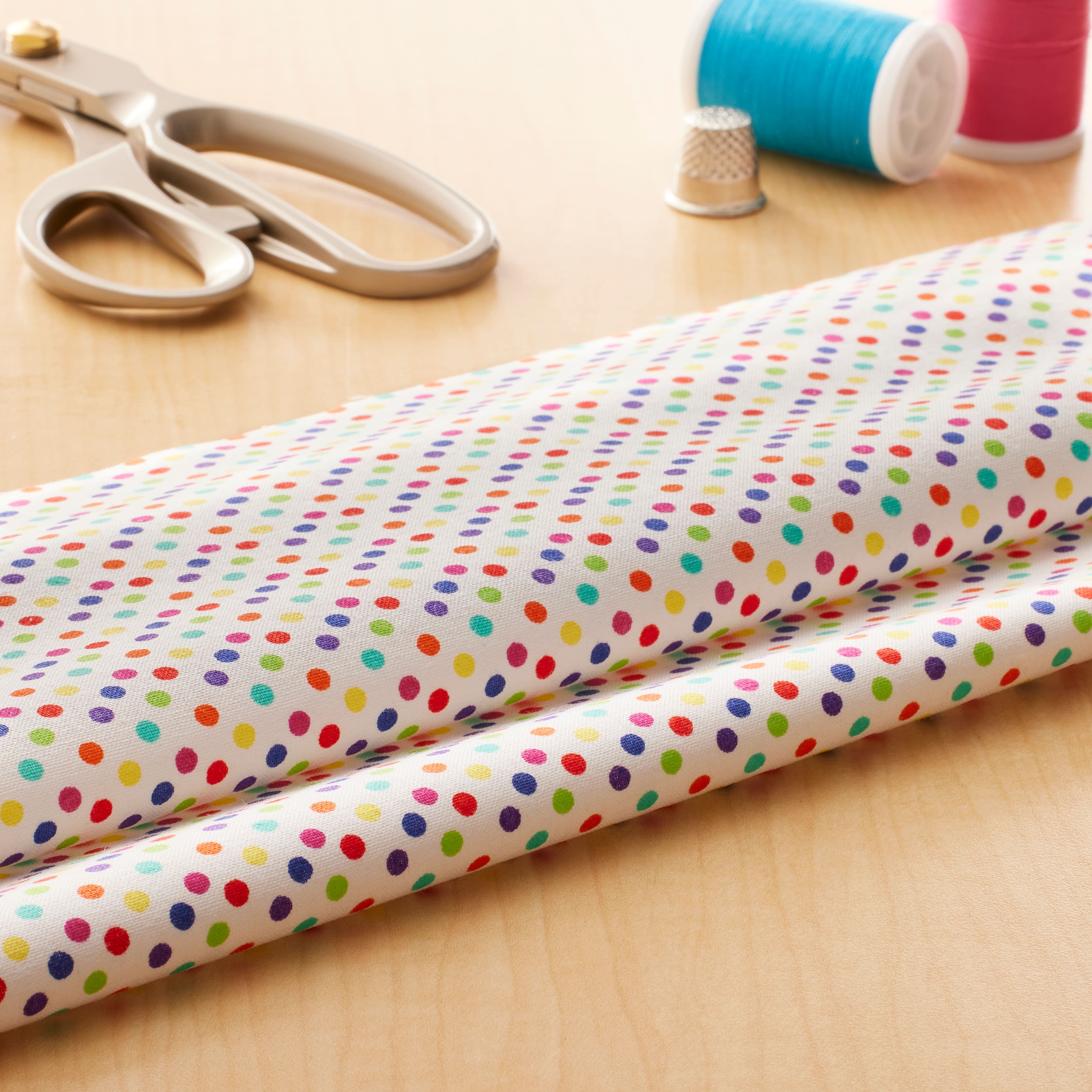 Multicolor Polka Dots Cotton Fabric by Loops & Threads®