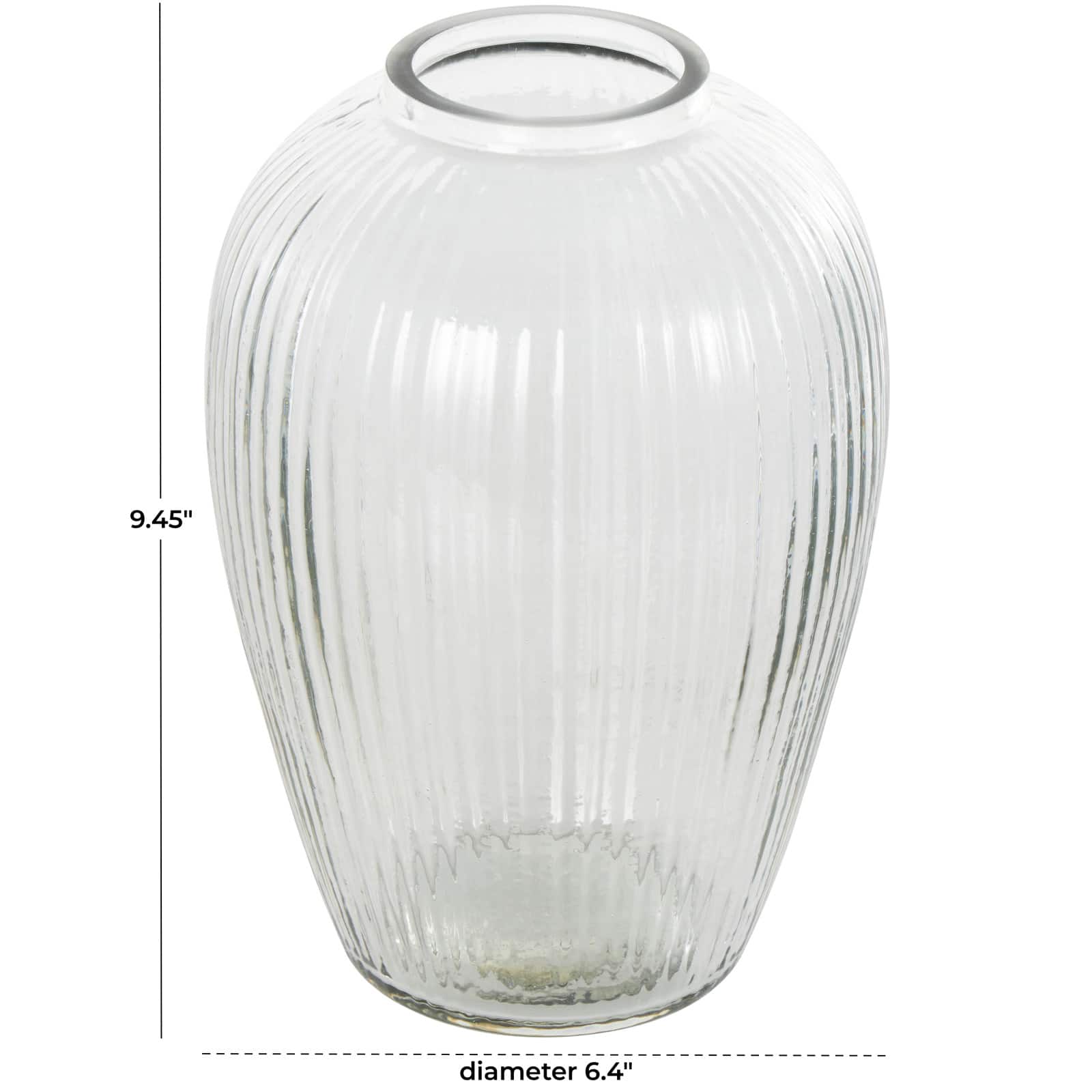 9.5" Clear Glass Ribbed Fluted Decorative Vase