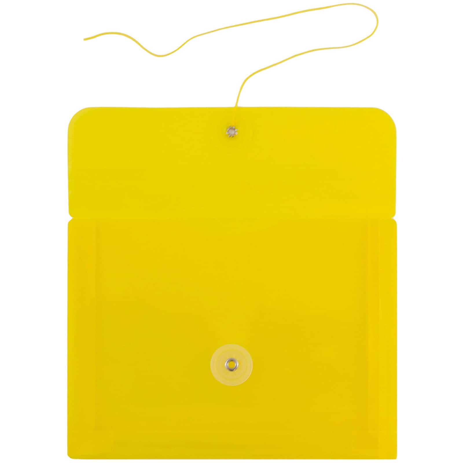 JAM Paper 5.25" x 7.5" Yellow Plastic Button String Booklet Envelopes, 24ct.