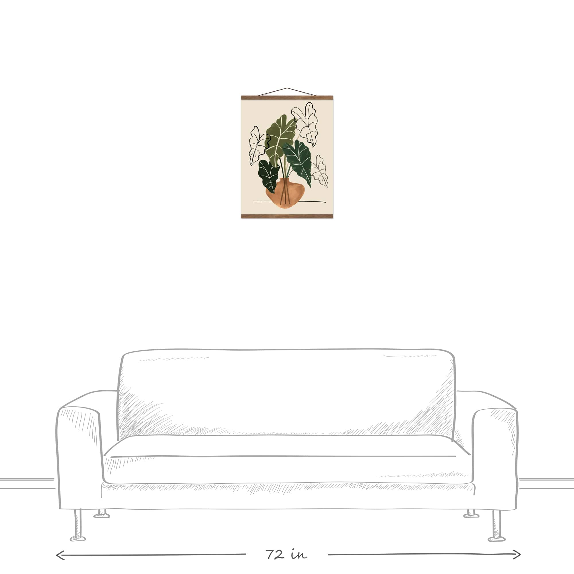 Boho Plant Still Life 16" x 20" Teak Hanging Canvas