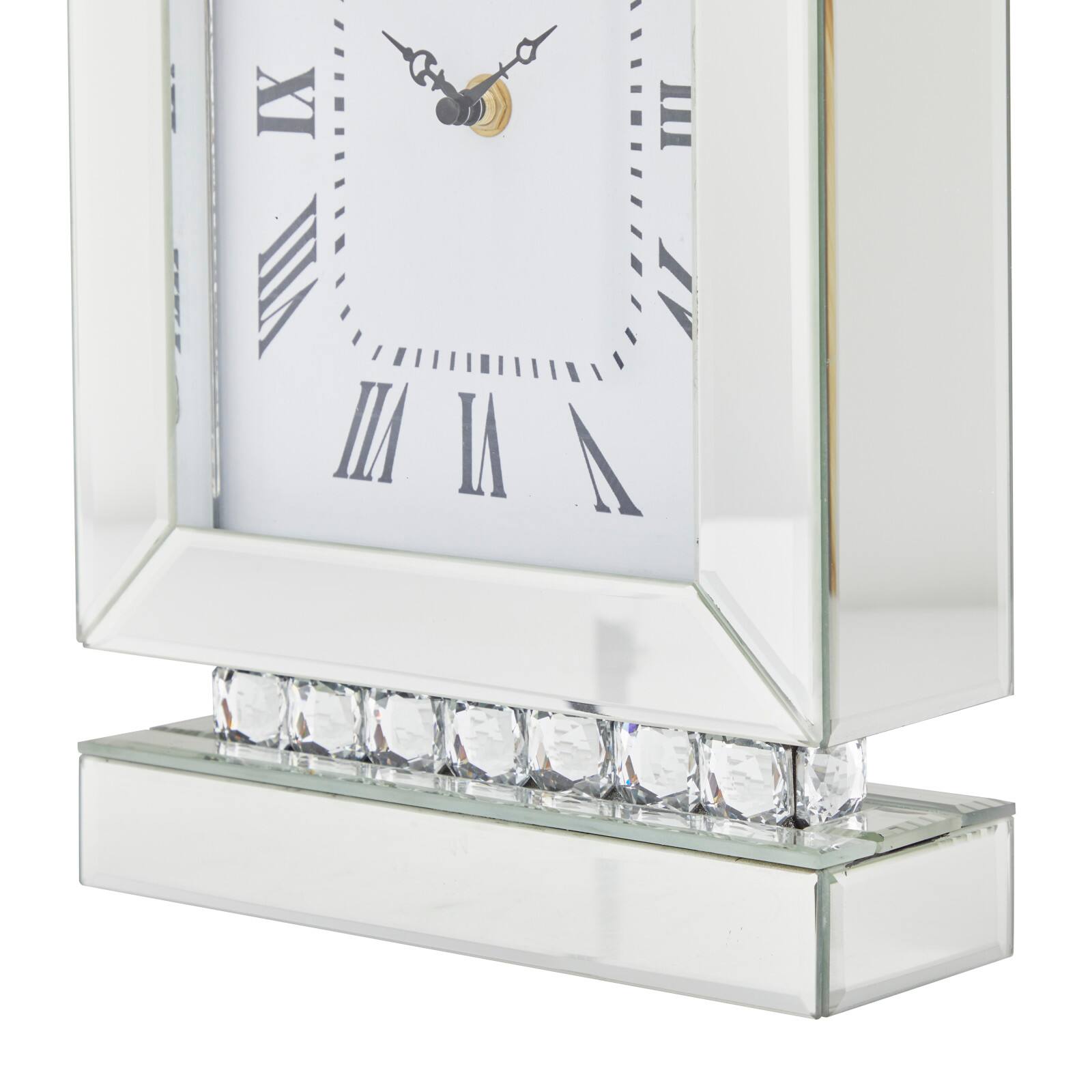 Silver MDF Glam Clock, 14" x 8" x 3"