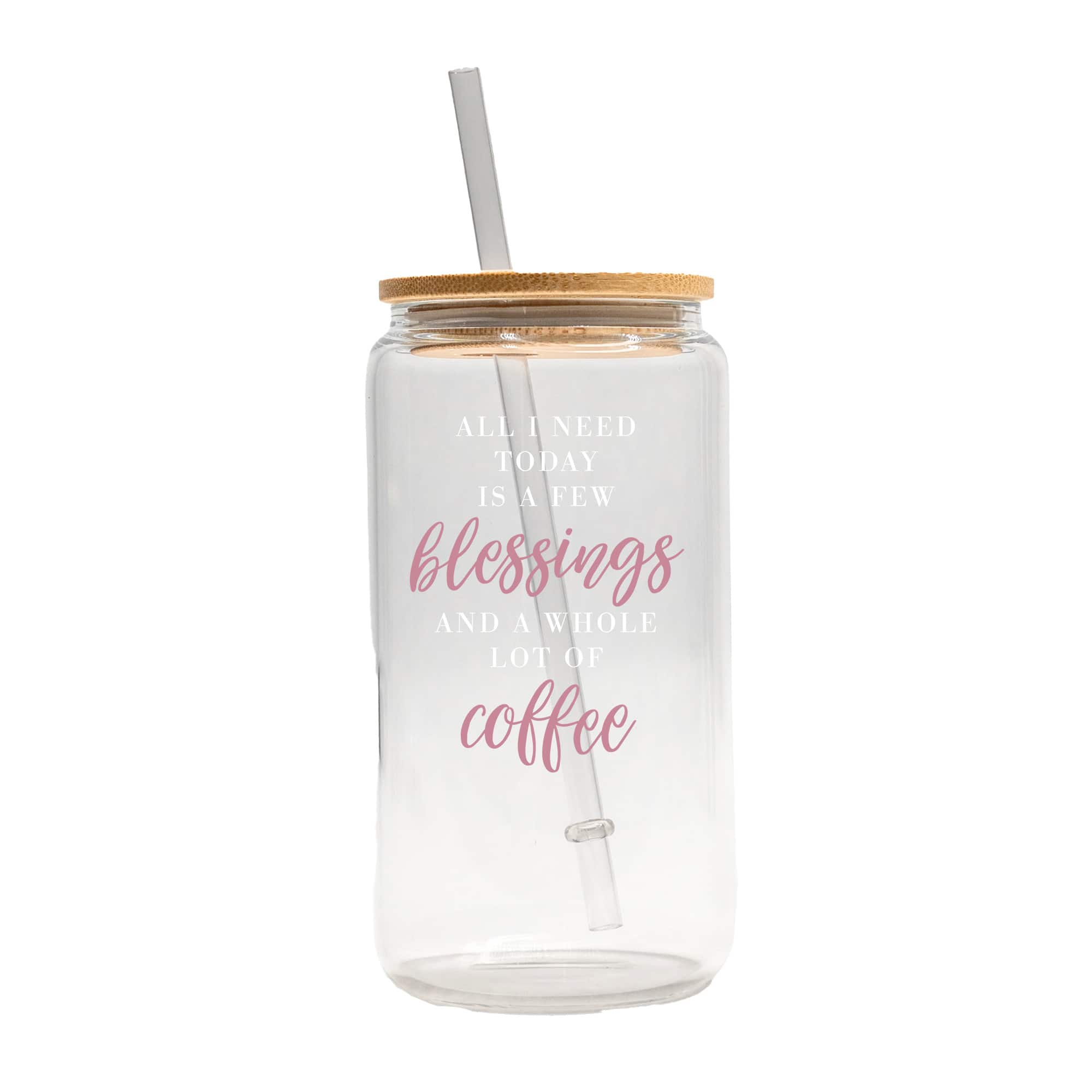 16oz. Blessings and Coffee Glass Can Cup
