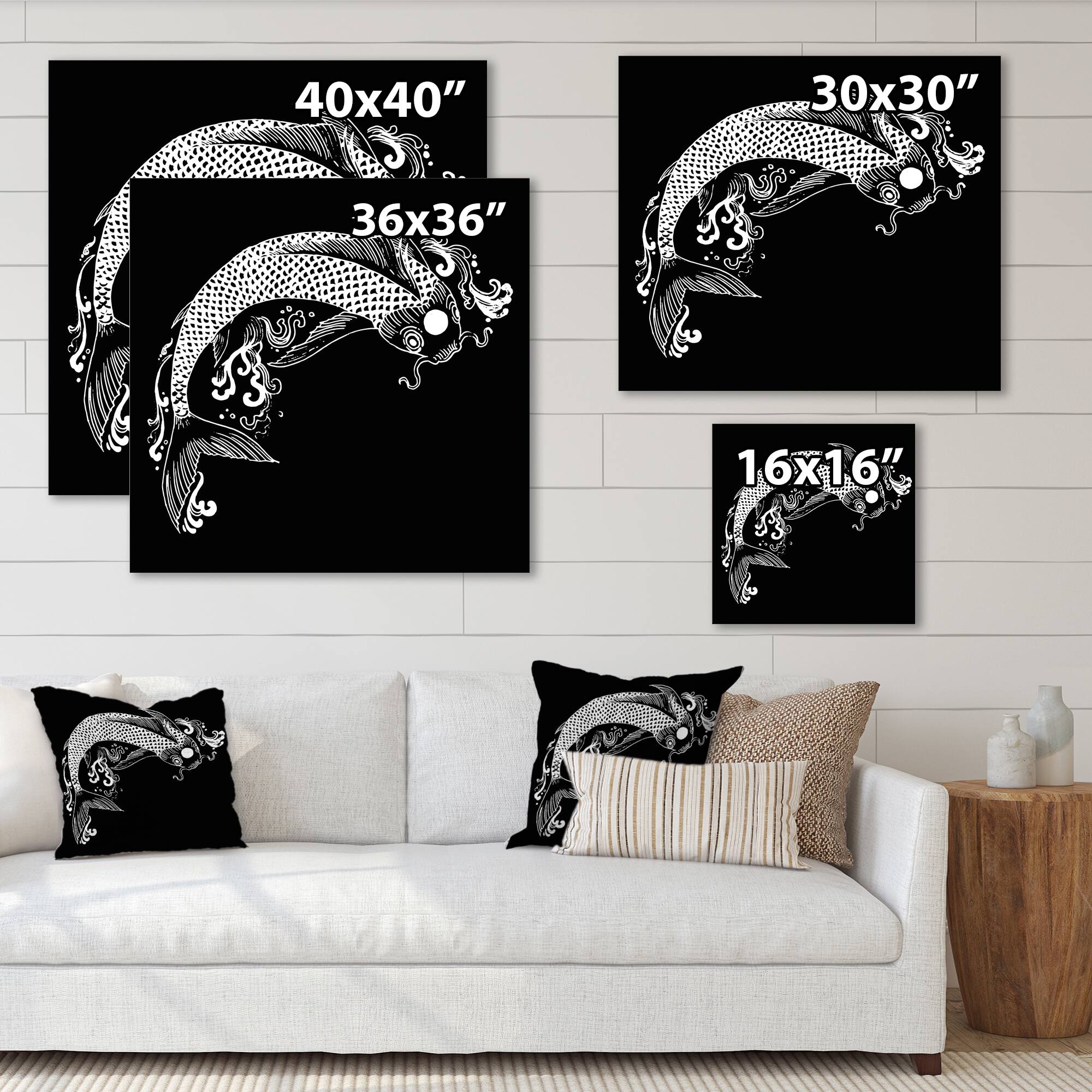 Designart - Chinoiserie Koi Fish I - Traditional Canvas Wall Art Print