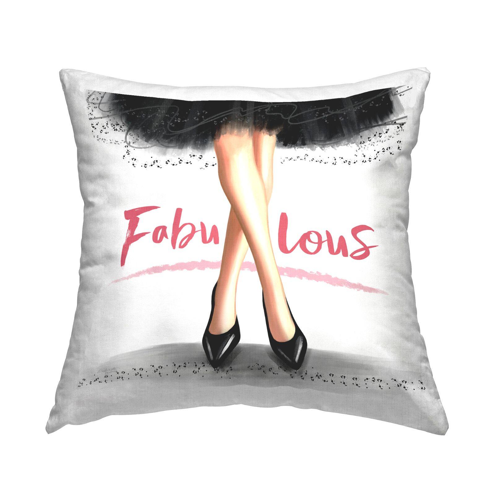 Stupell Industries Pink Fabulous Calligraphy Fashionable Black Glam Dress Throw Pillow, 18" x 18"