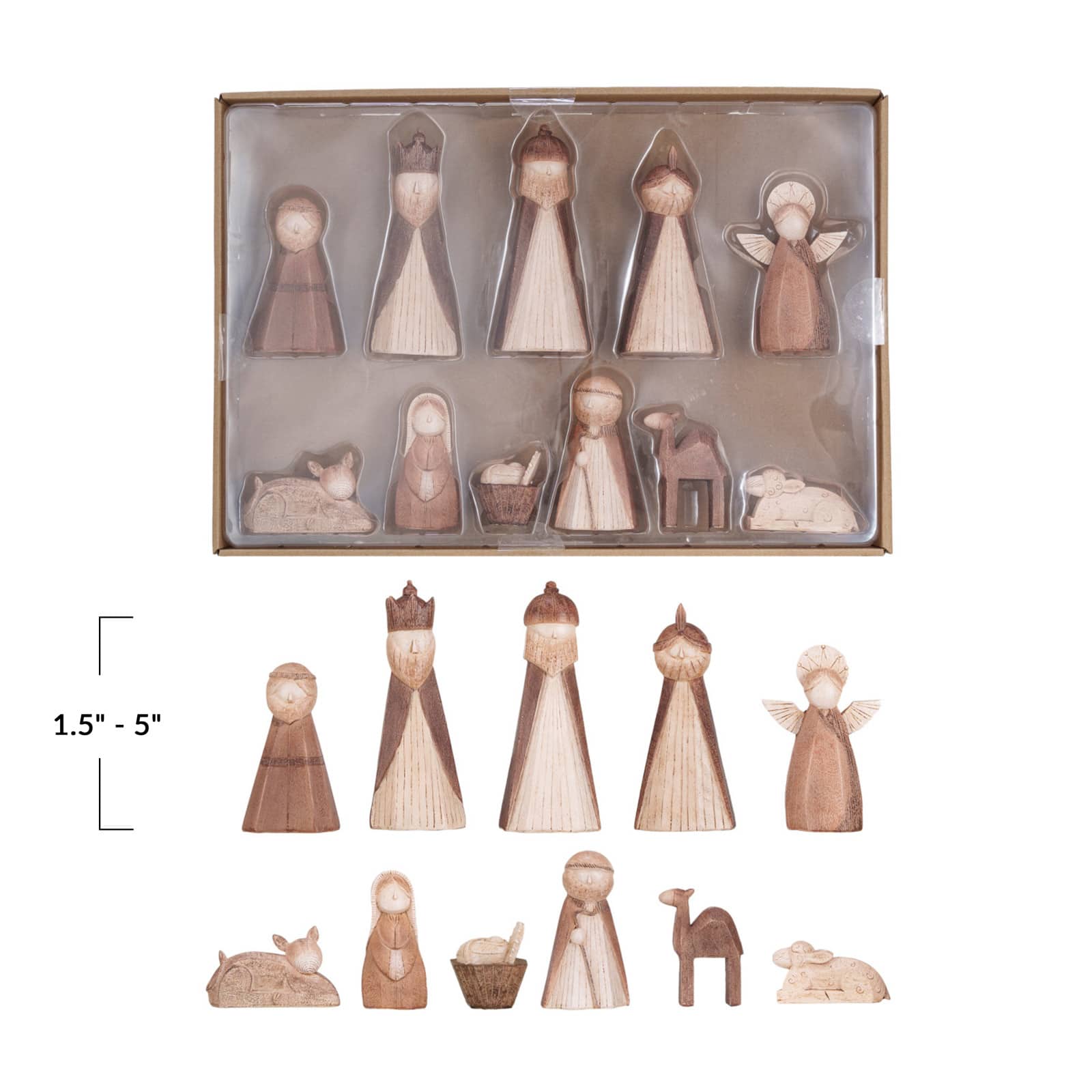 Hello Honey® Natural Wood Finish Nativity Set
