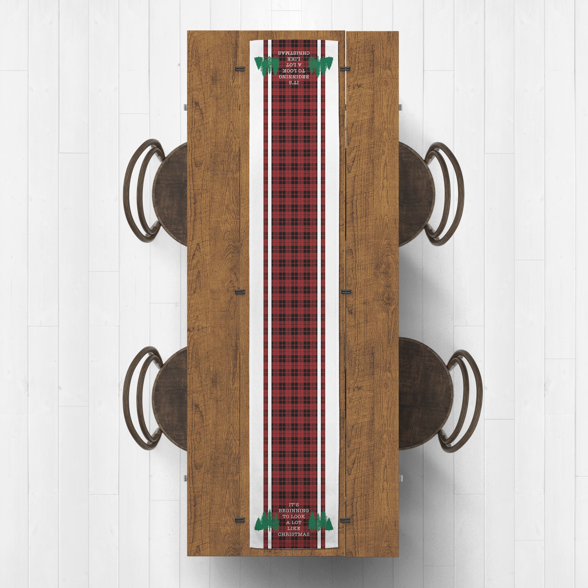 90" Look Like Christmas Plaid Table Runner