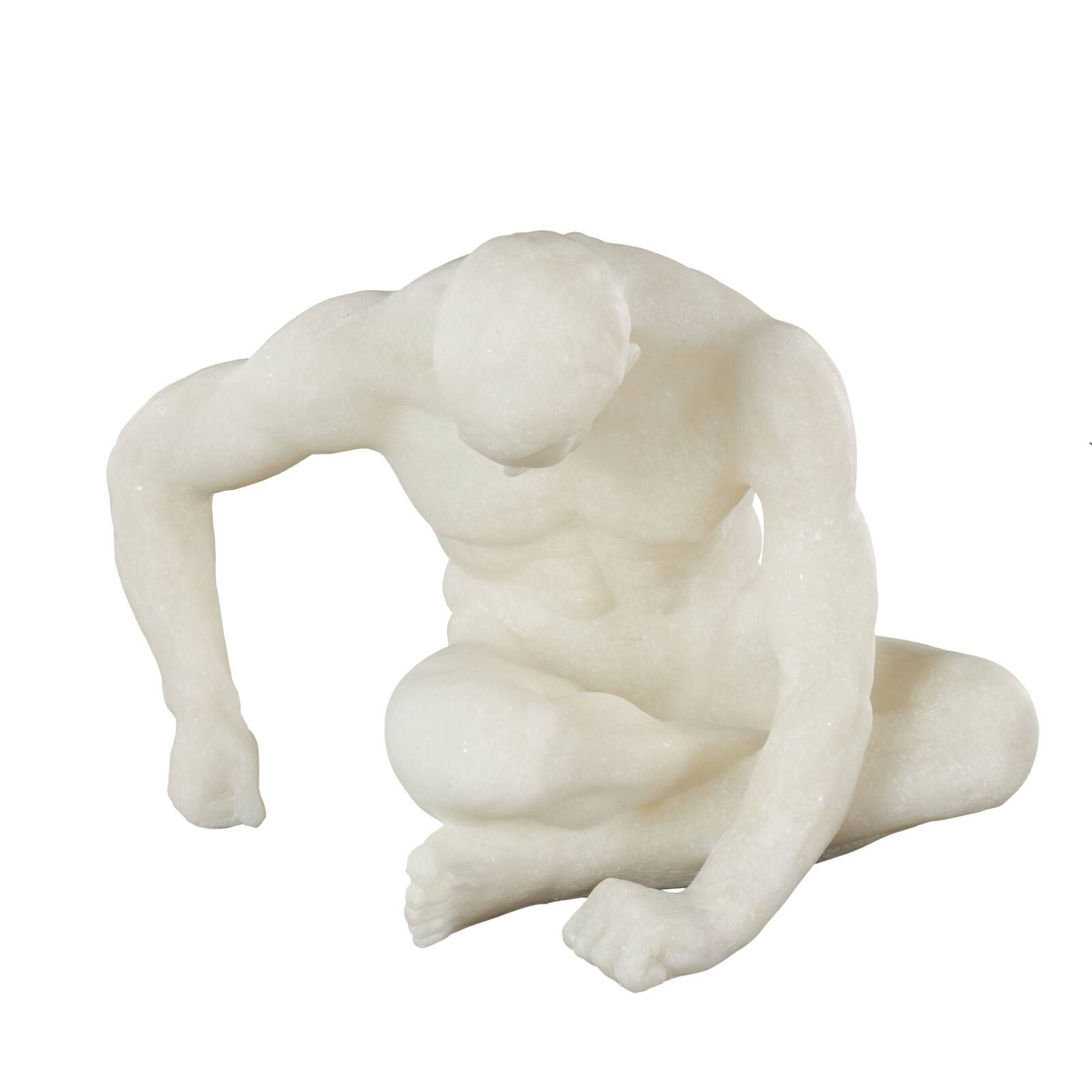 10" White Polystone Decorative Sitting Human Sculpture