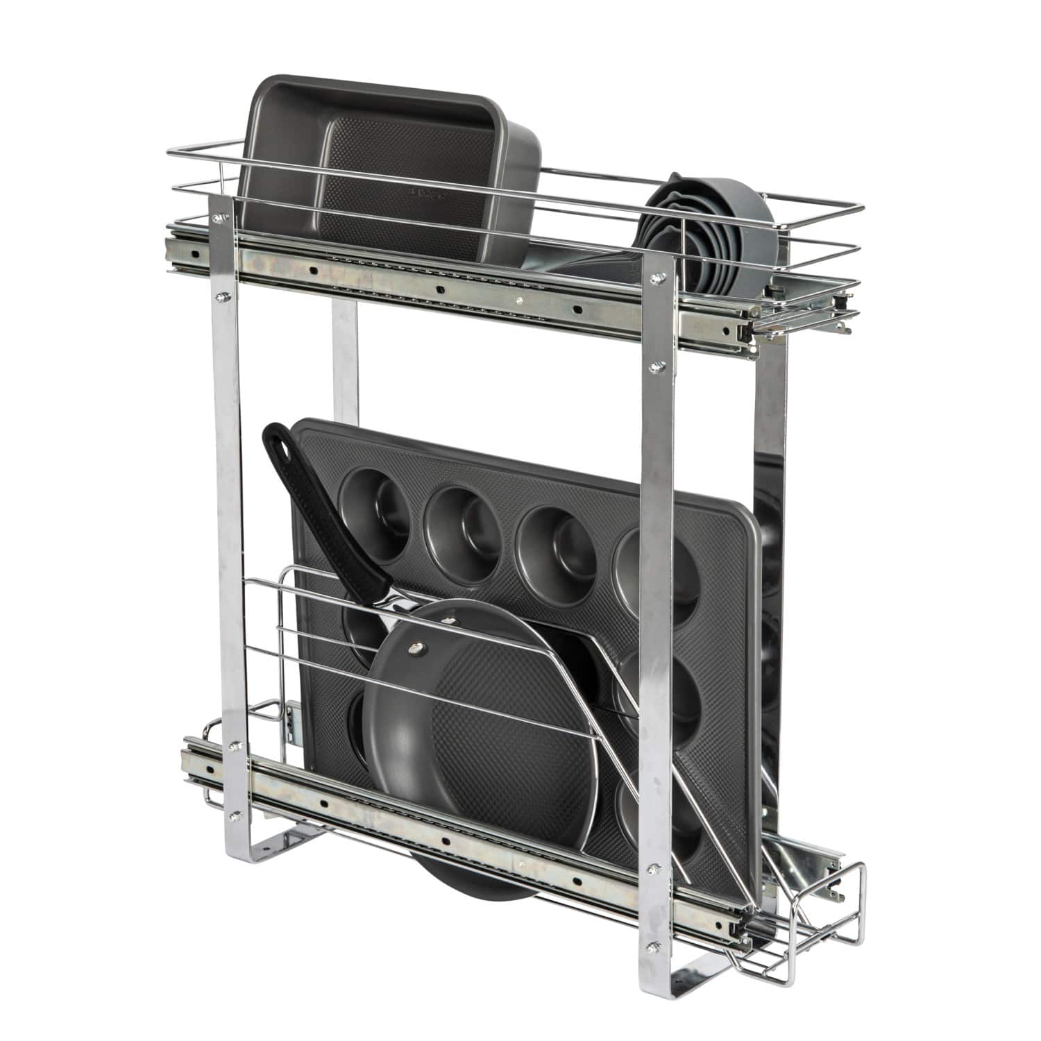 Household Essentials Glidez Chrome-Plated Steel 2-Tier Dual-Sliding Storage Organizer