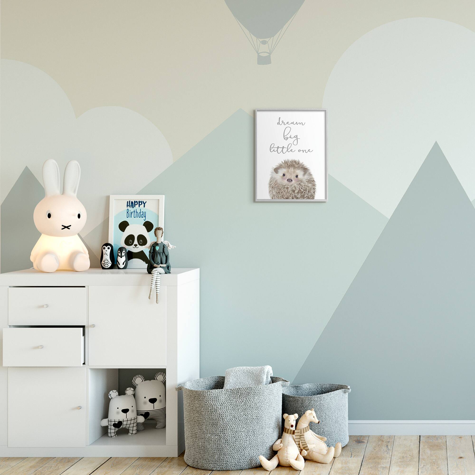 Stupell Industries Dream Big Little One Adorable Inspirational Hedgehog in Gray Frame Wall Art