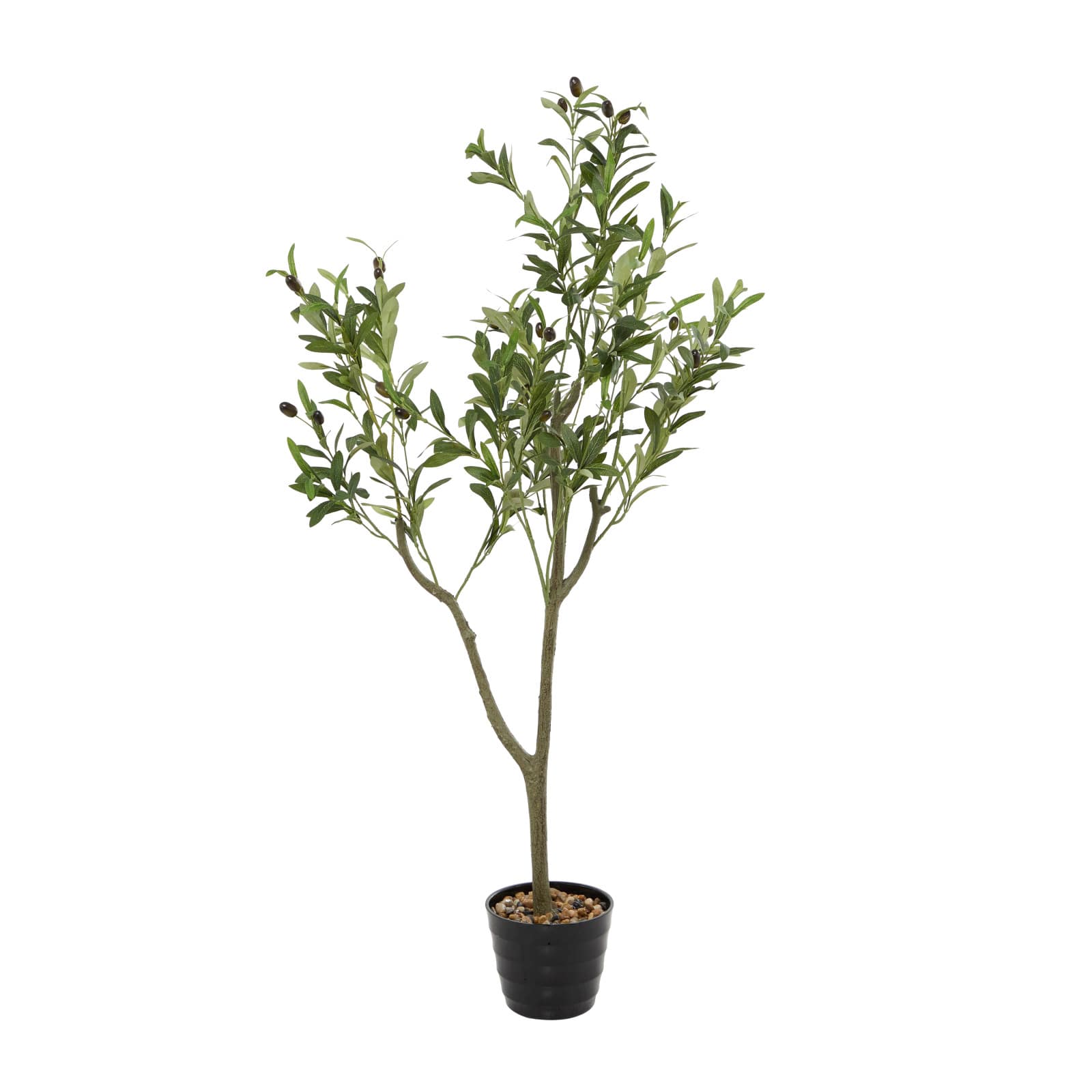 4ft. Green Olive Faux Foliage Artificial Tree with Black Melamine Pot