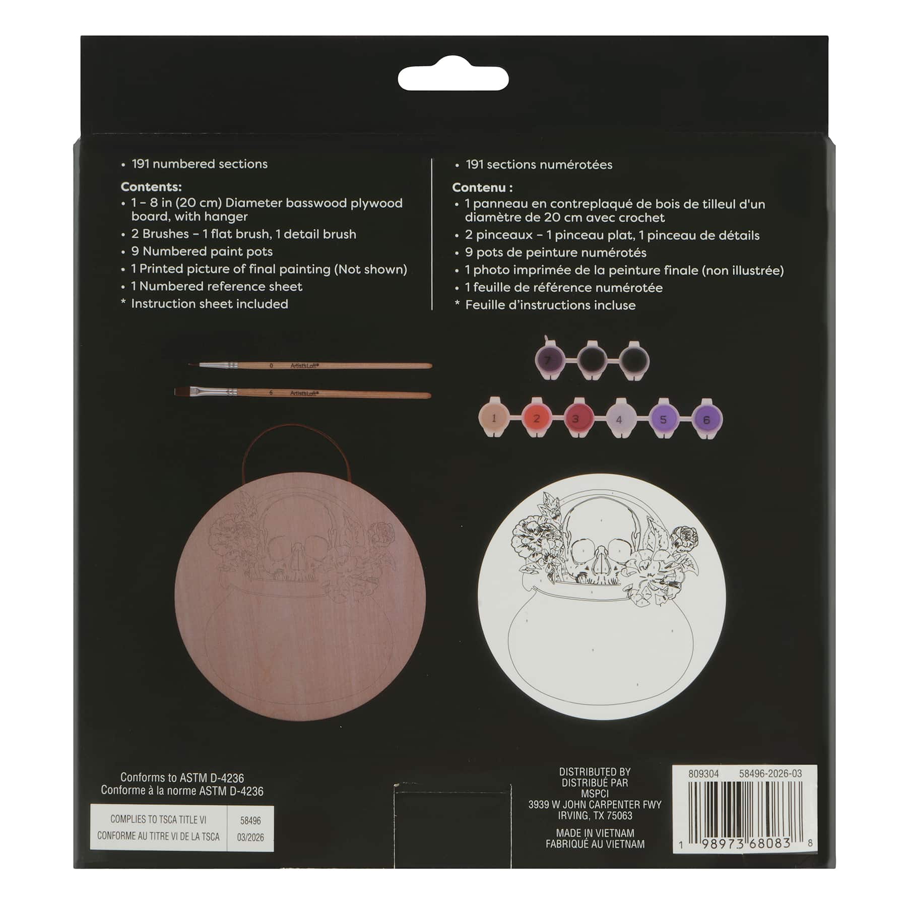 8" Skull Paint-by-Number Plywood Surface Kit by Artist's Loft®