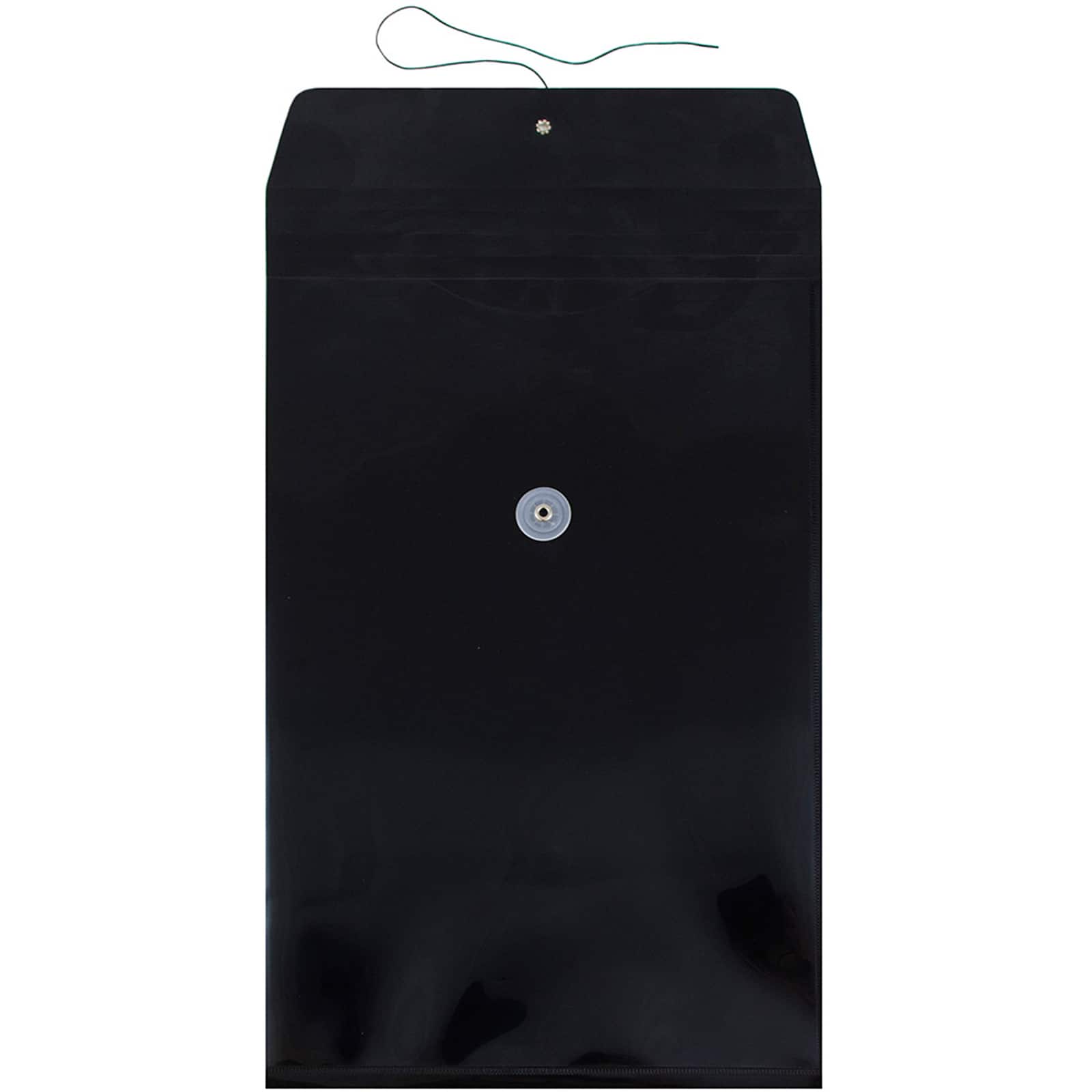JAM Paper 9.75" x 14.5" Black Plastic Button String Open End Envelopes, 108ct.