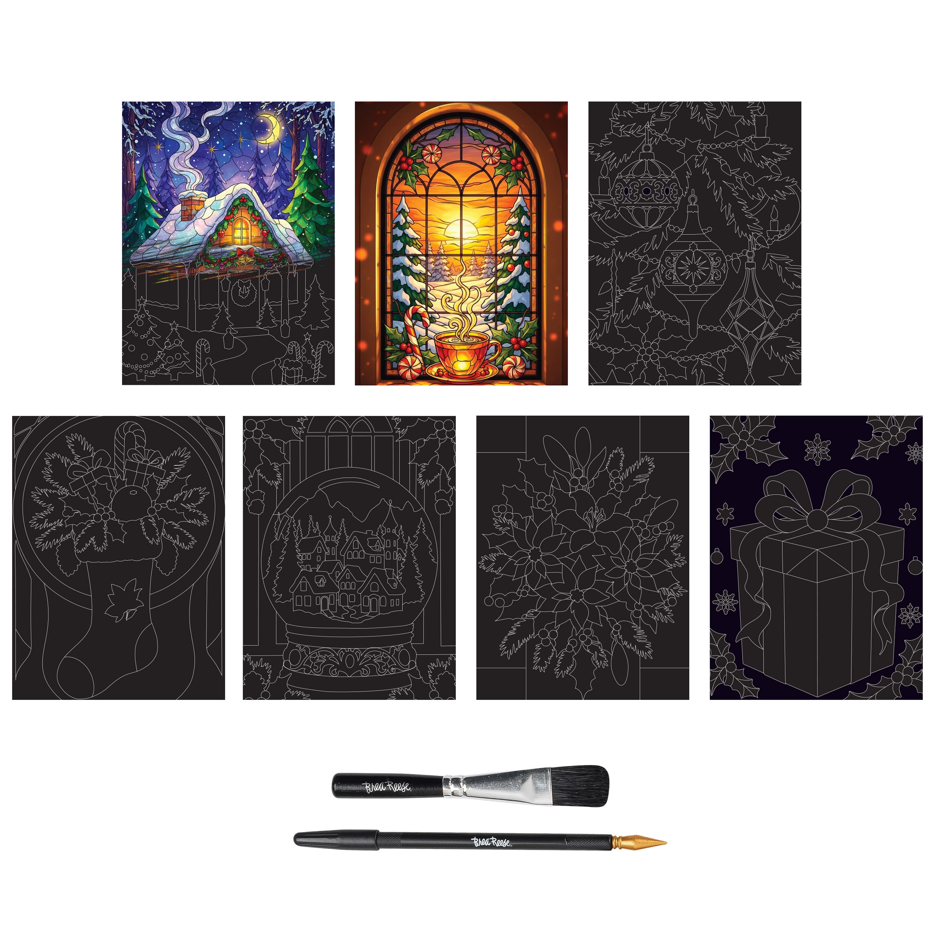 Brea Reese® 6" x 8" Stained Glass Christmas Scratch Art Paper Pad