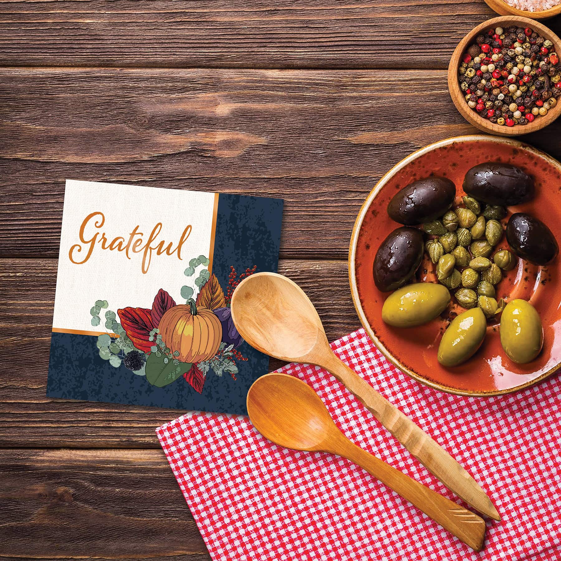 Beistle 5" x 5" Grateful Fall Thanksgiving Beverage Napkins, 32ct.