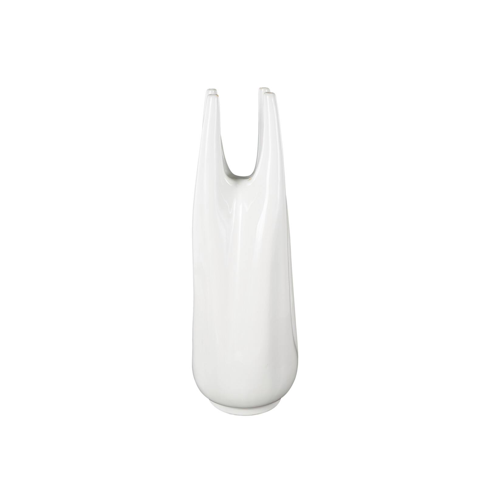 22" White Abstract 4-Opening Ceramic Vase