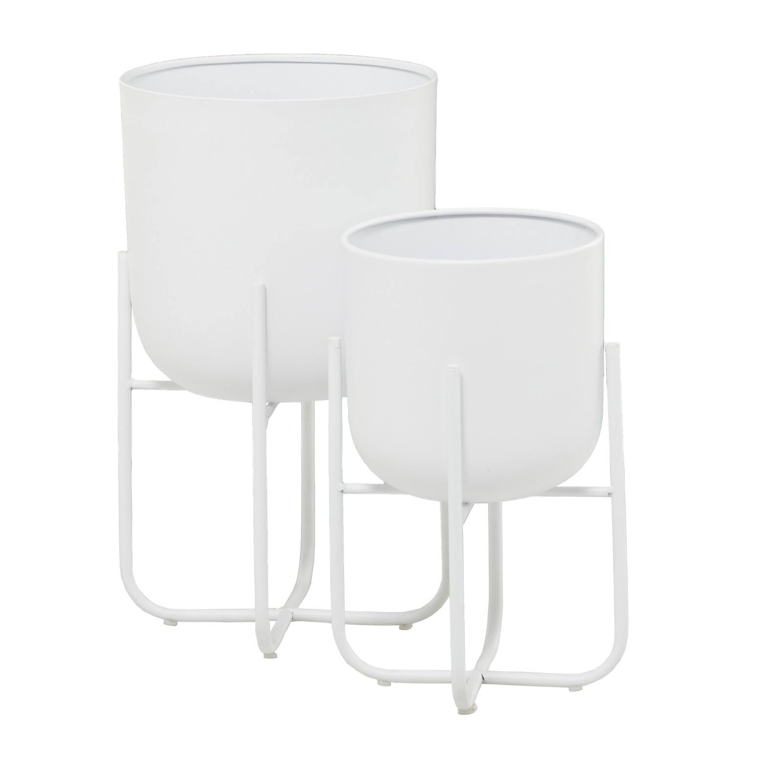 CosmoLiving by Cosmopolitan White Metal Planter with Removable Stand Set