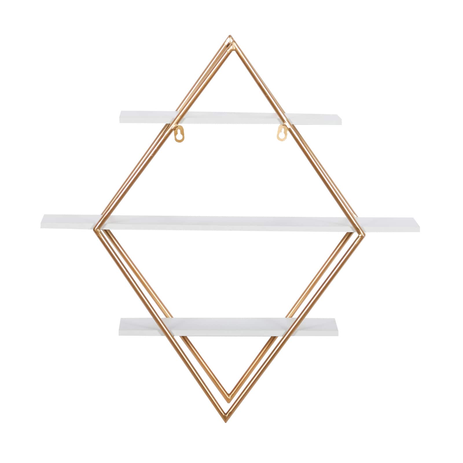 20" Gold Wood Glam Wall Shelf Set