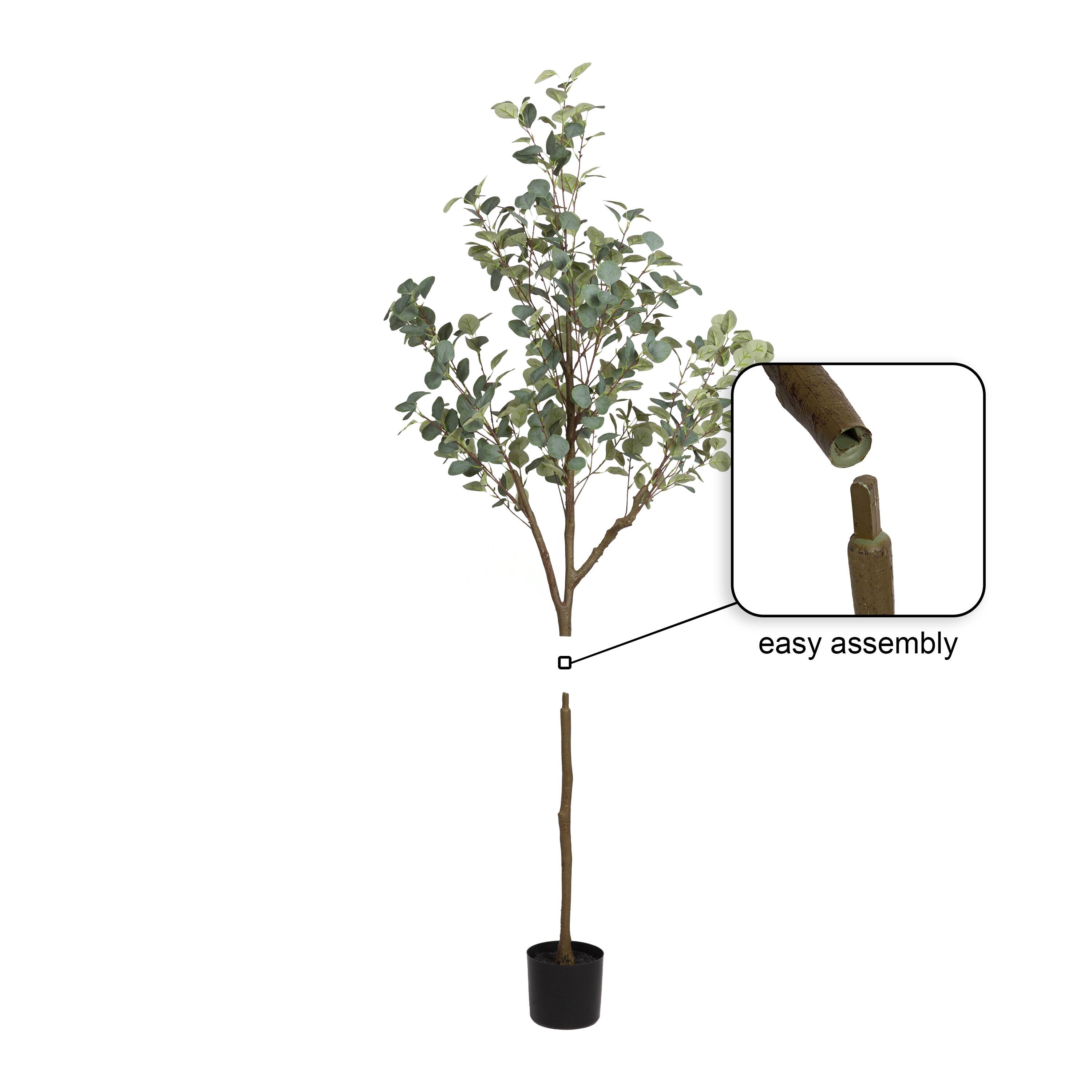 Kate and Laurel 6ft. Eudora Faux Eucalyptus Tree with Round Metal Planter