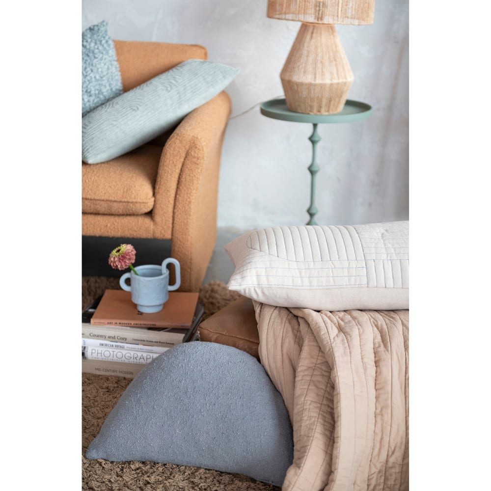 Hello Honey® Sage Green Cotton Lumbar Pillow with Abstract Embroidery