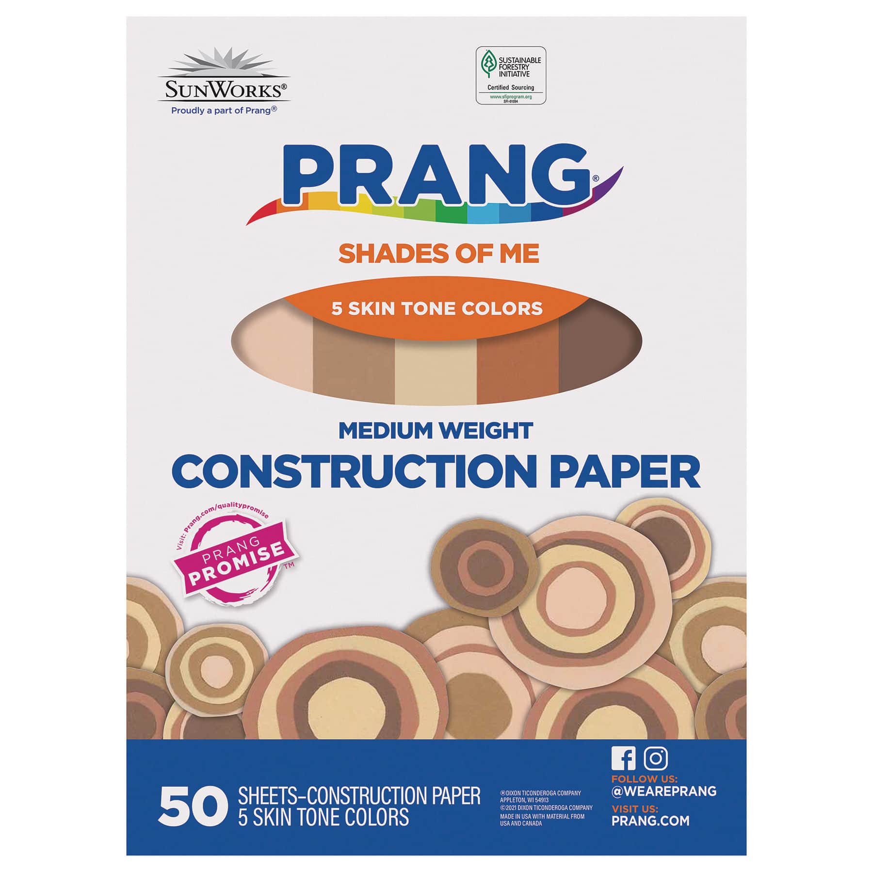 Prang® 9" x 12" Shades of Me Medium Weight Construction Paper, 5 Packs of 50 Sheets