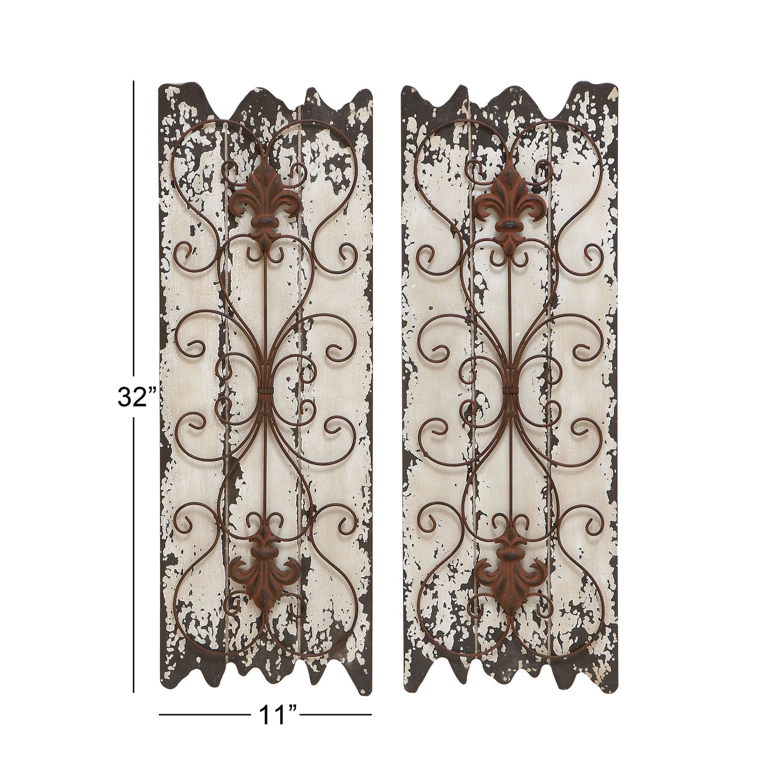 32" White Rustic Wood Wall Decor, 2ct.
