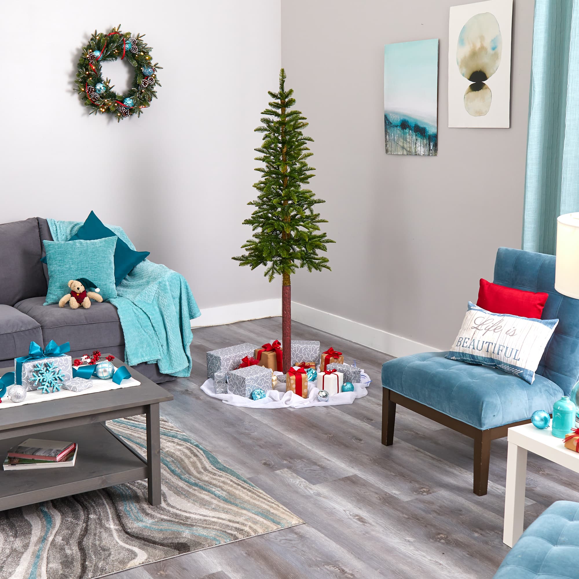 6ft. Pre-Lit Alaskan Alpine Artificial Christmas Tree, Clear LED Lights