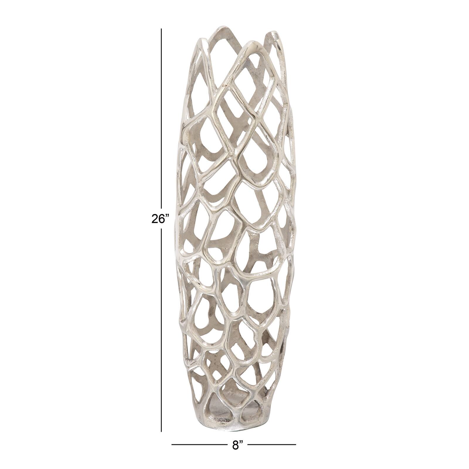 26" Silver Aluminum Contemporary Vase