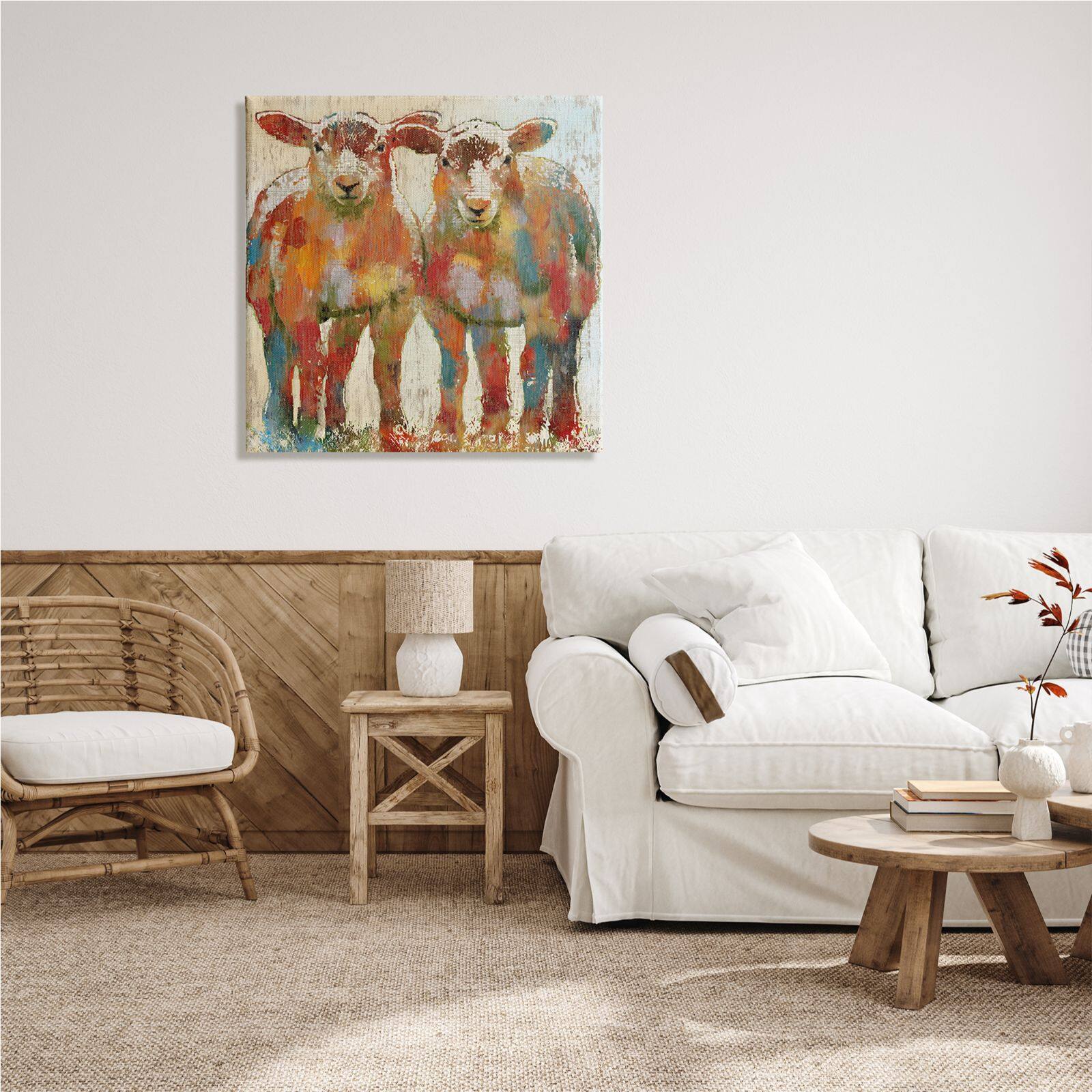 Stupell Industries Abstract Sheep Pair Contemporary Rustic Patchwork Pattern Canvas Wall Art