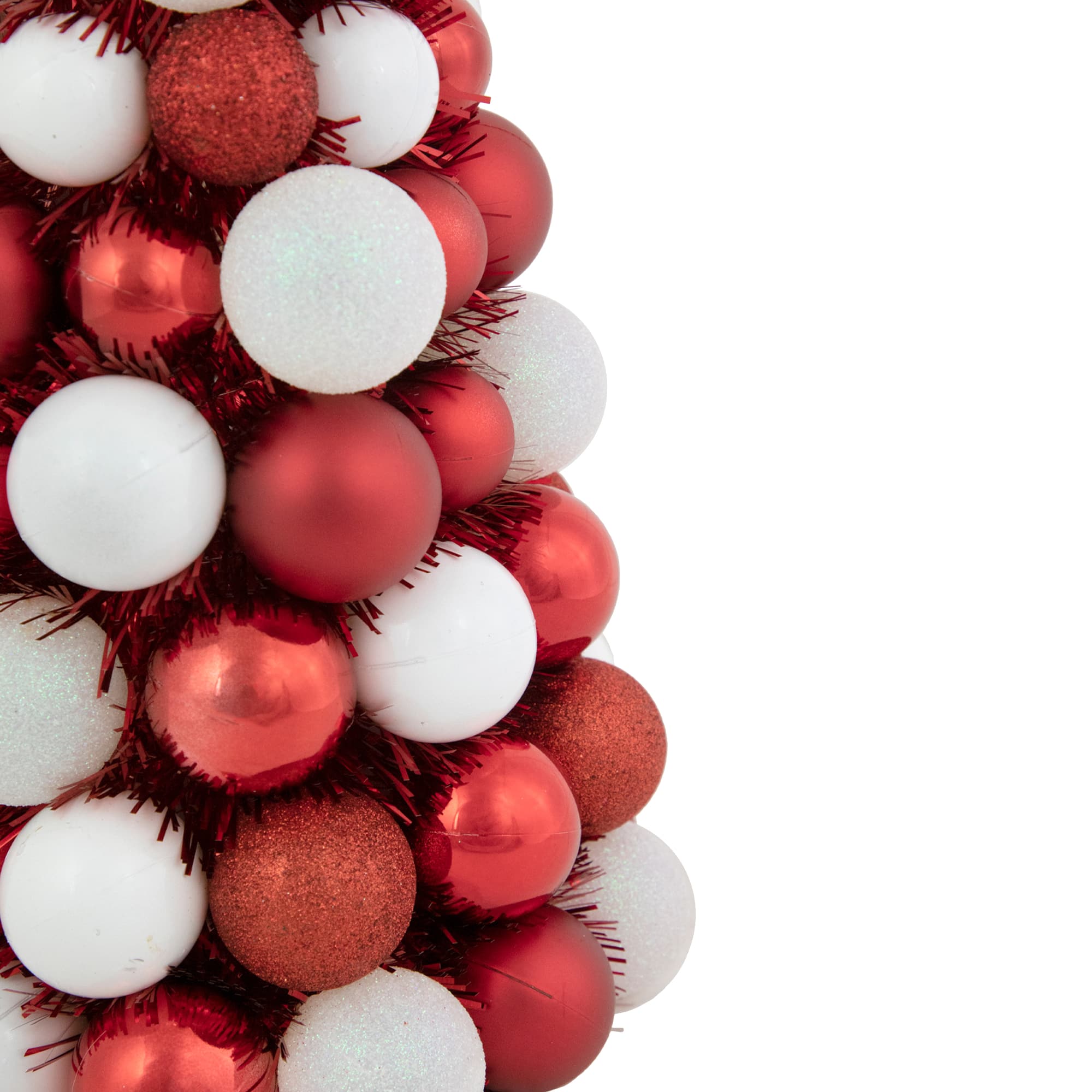 15.75" 3-Finish Shatterproof Ball Christmas Tree with Tinsel
