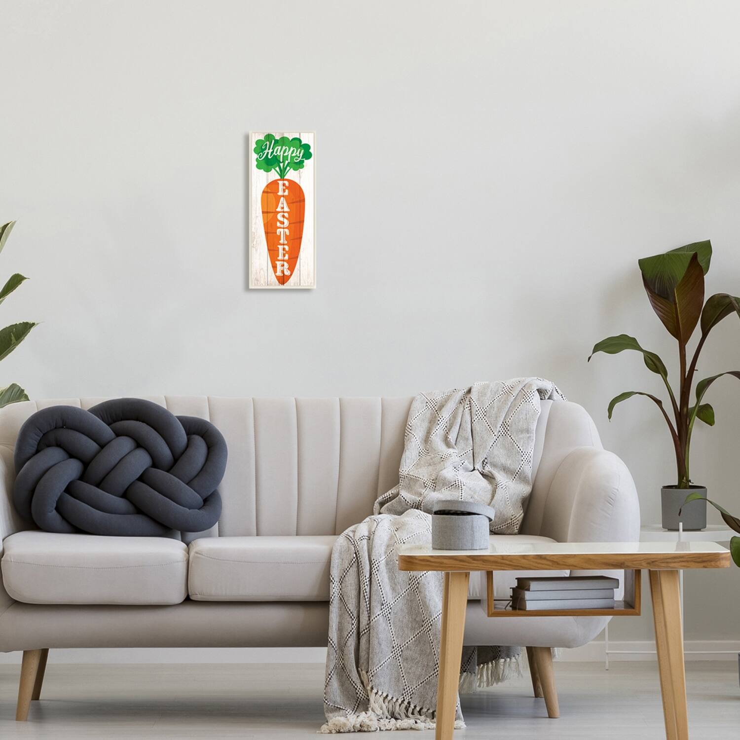 Stupell Industries Happy Easter Vertical Rustic Carrot Sign Phrase Wall Plaque Art