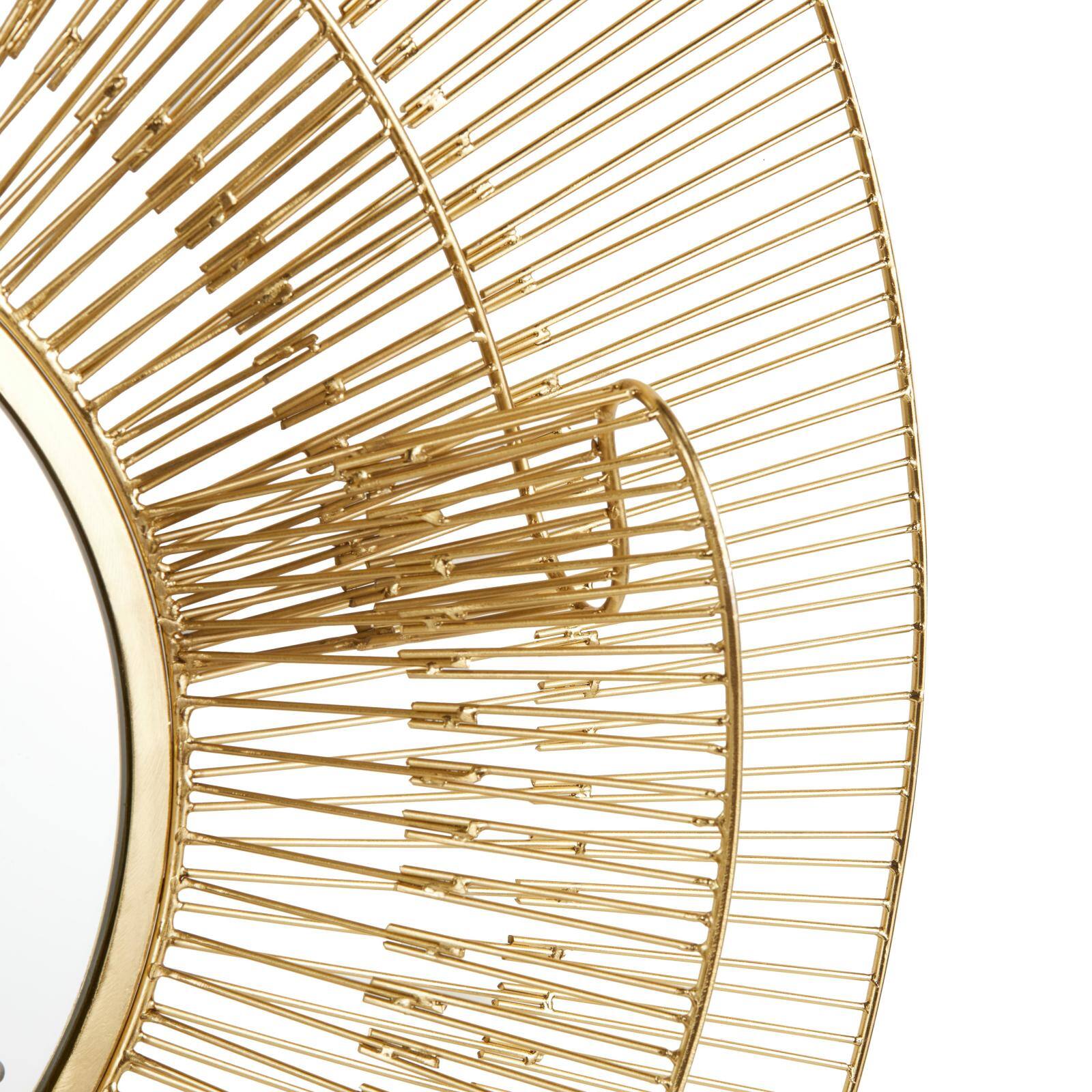 35" Gold Metal Starburst Layered Wall Mirror with Wire Starburst Rays