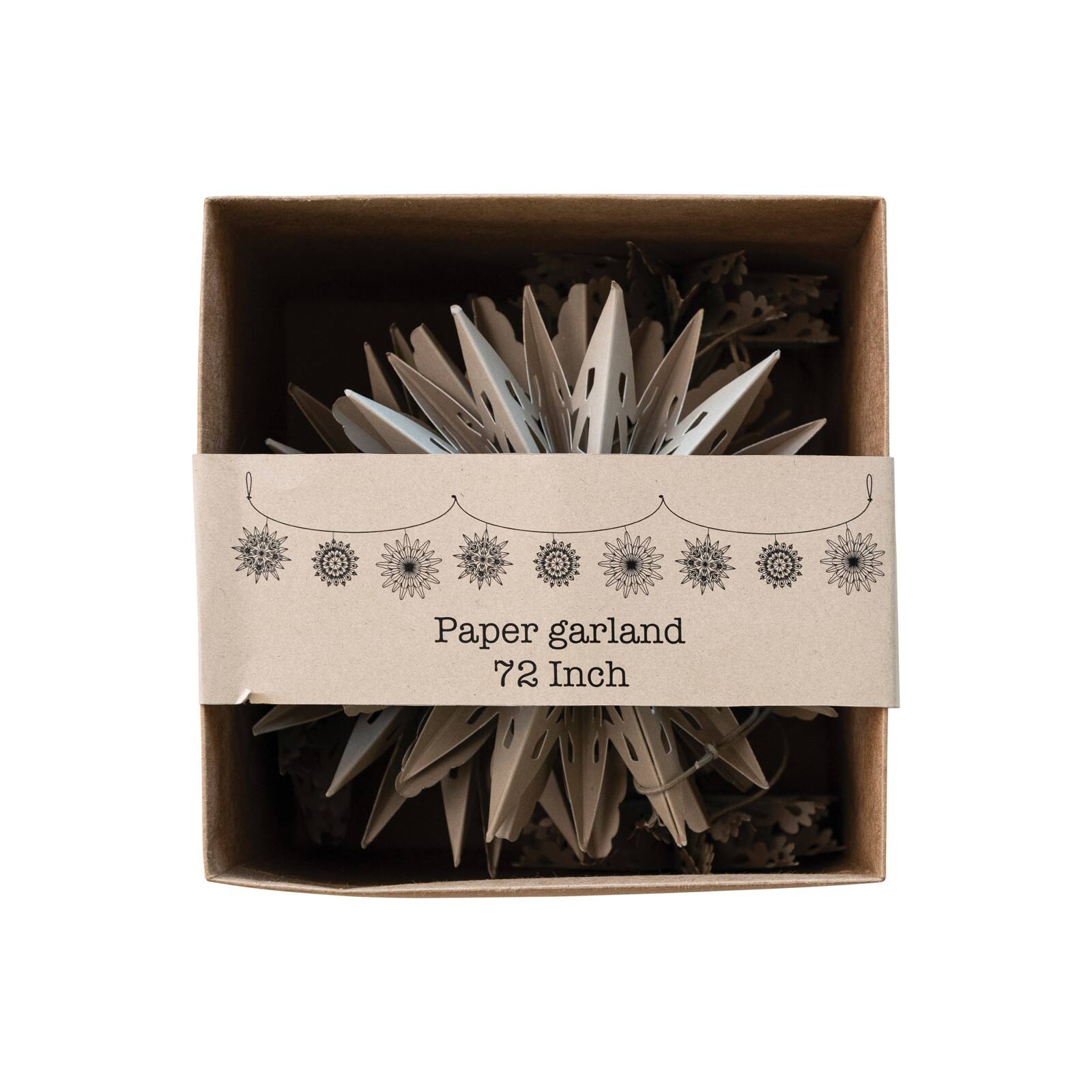 Hello Honey® 6ft. Gray Paper Snowflake Garland in Kraft Box