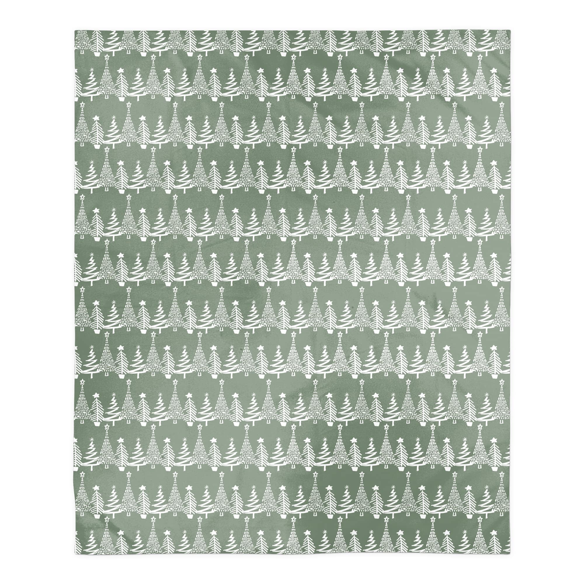 Sage Christmas Tree Pattern Sherpa Fleece Blanket