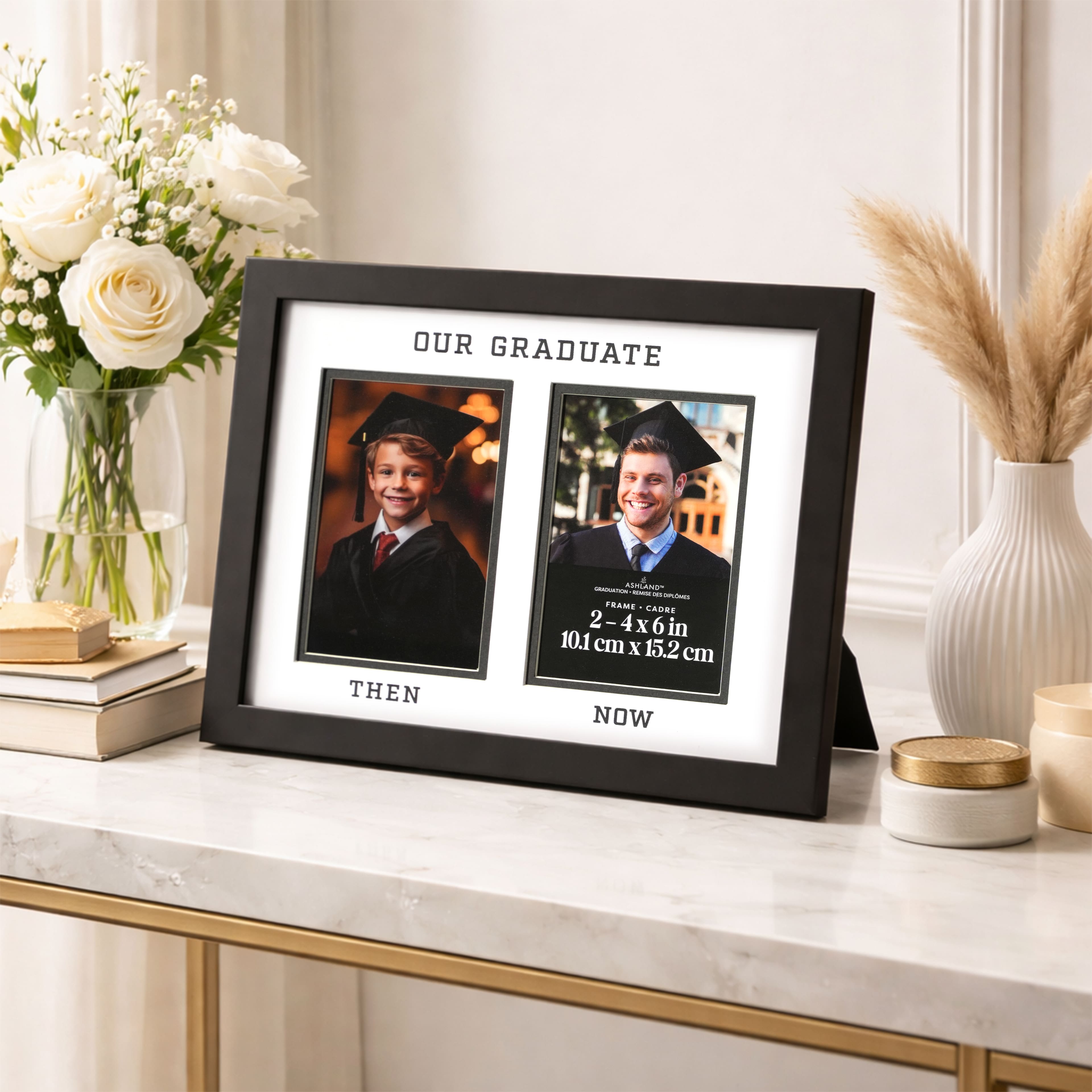 2 Opening 4" x 6" Then & Now Tabletop Frame, Graduation by Ashland®
