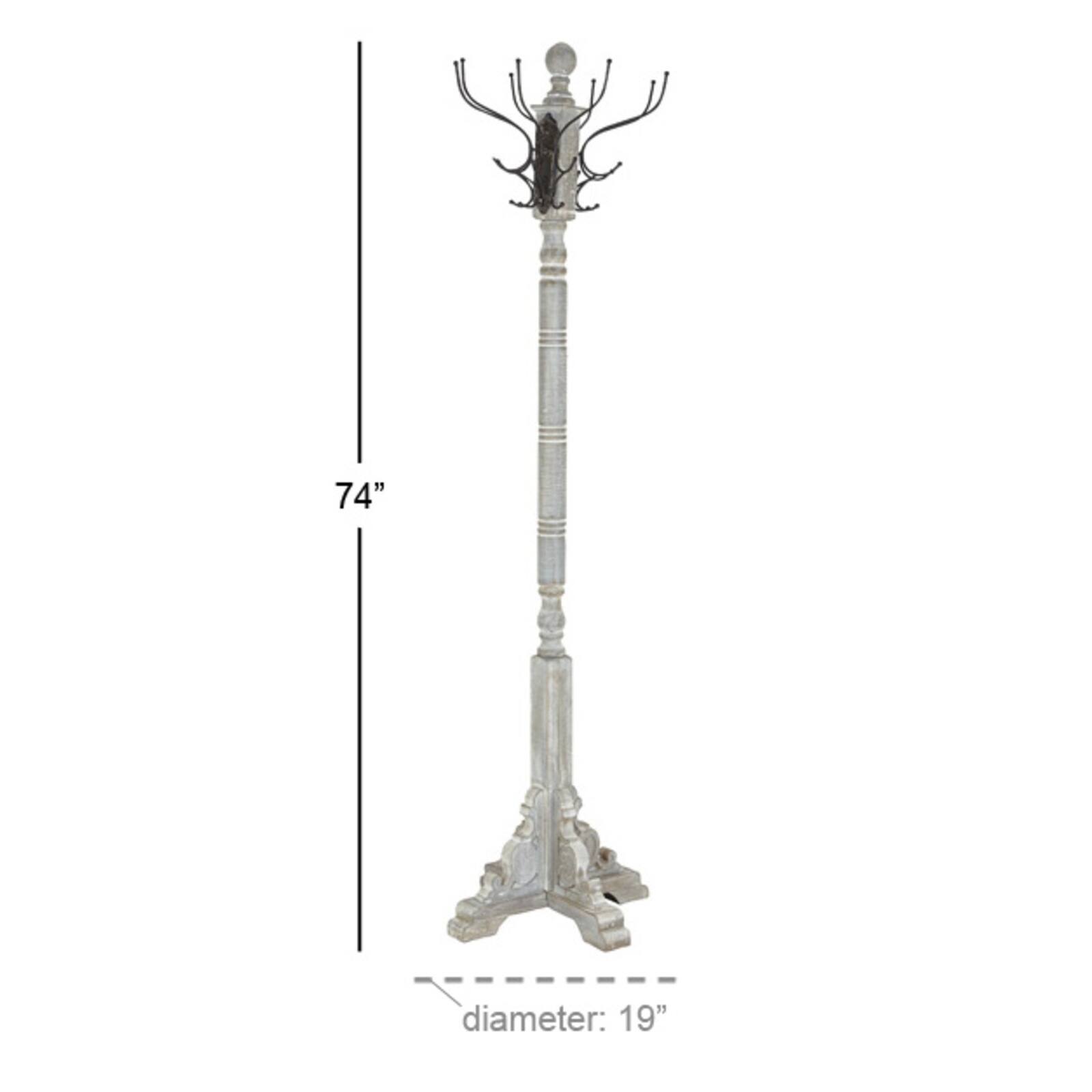74" Gray Wood & Metal Farmhouse Coat Rack