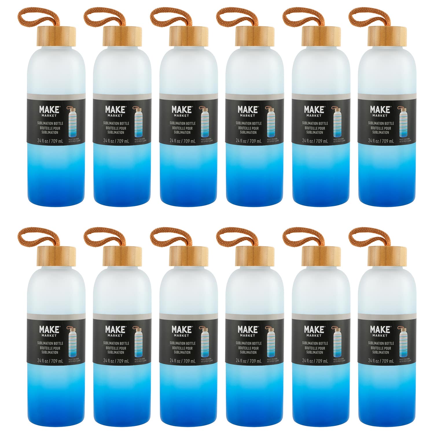 12 Pack: 24oz. Frosted Glass Sublimation Bottle by Make Market