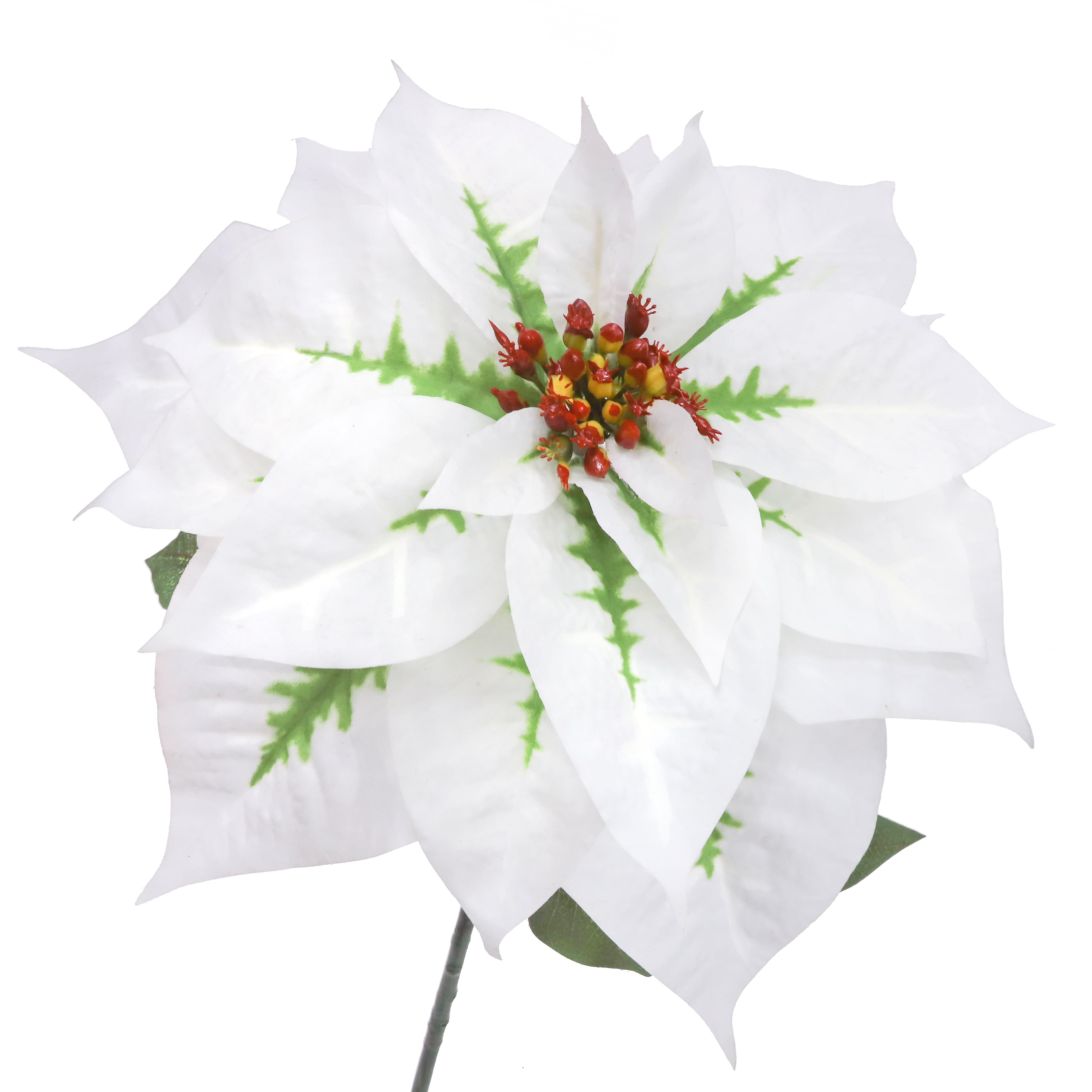 27" White & Green Poinsettia Real Touch Stem by Ashland®